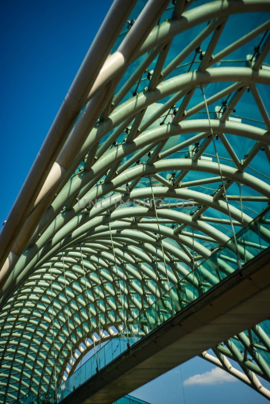 Famous glass Peace bridge in Tbilisi's old town, Georgia