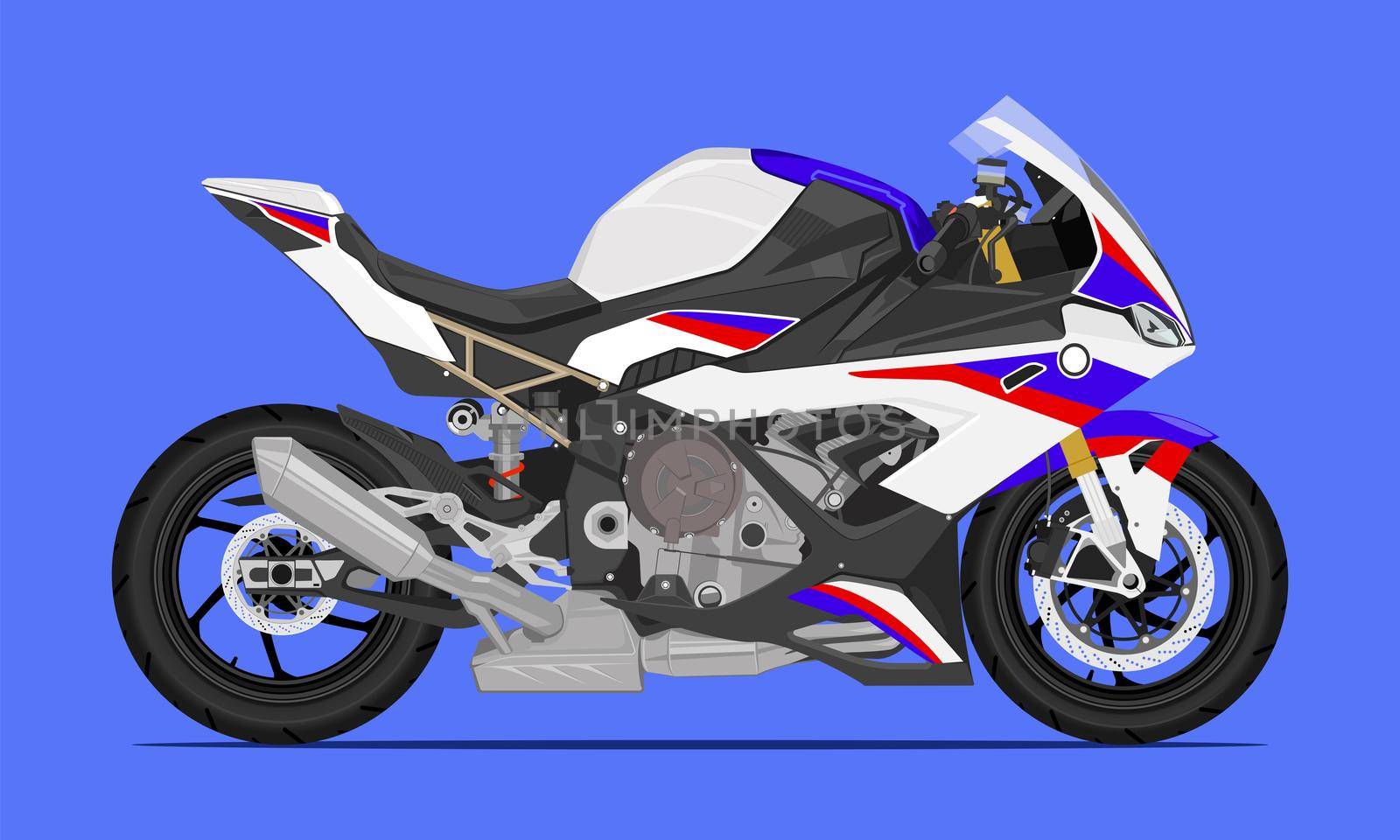big bike sport motorcycle fast speed modern style white blue red color. vector illustration eps10