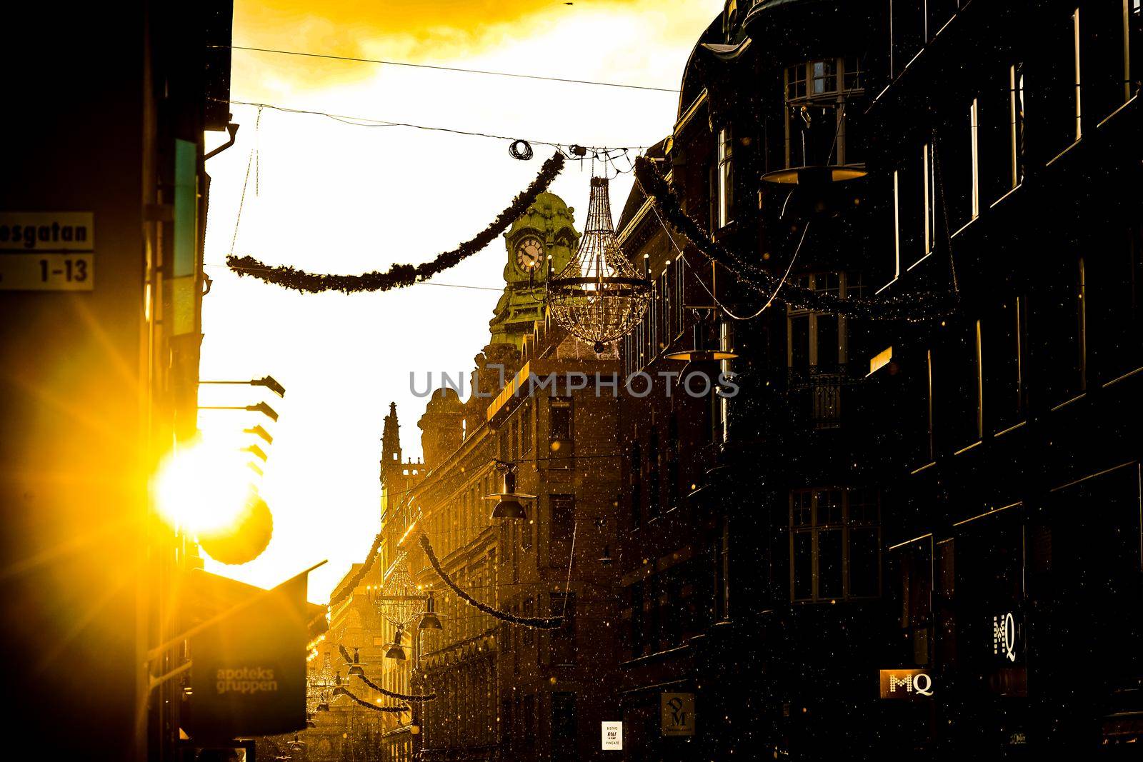Stockholm cityscape and morning ray. Shooting Location: Sweden, Stockholm