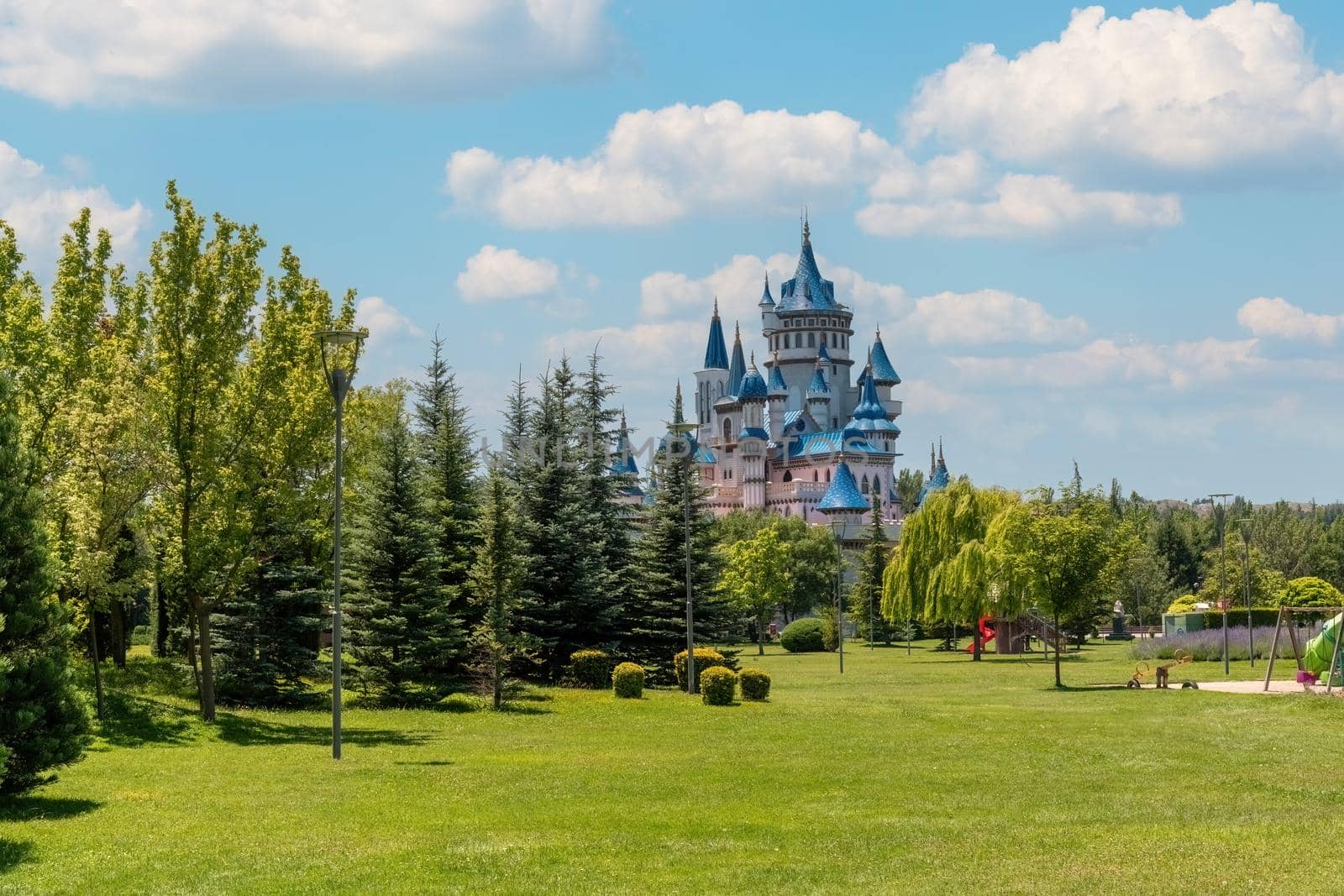 Eskisehir, Turkey - July 06, 2022: Sazova Park in Eskisehir, Turkey. (Science, Art and Culture Park) Fairy Tale Castle by Sonat