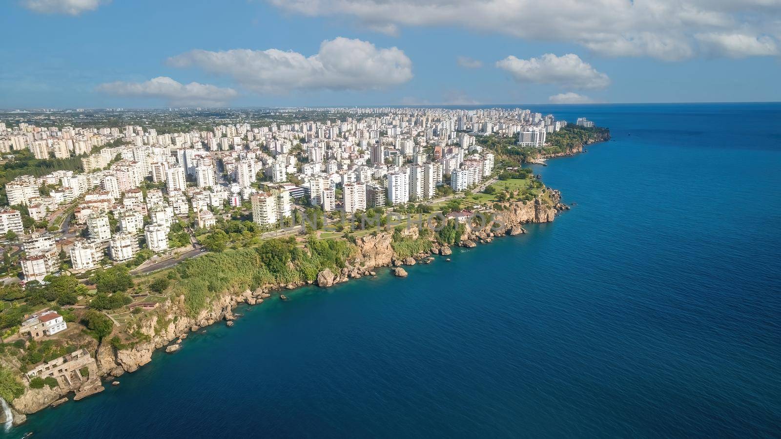 Aerial view of the cliffs of Antalya, Turkey on a sunny and clear day