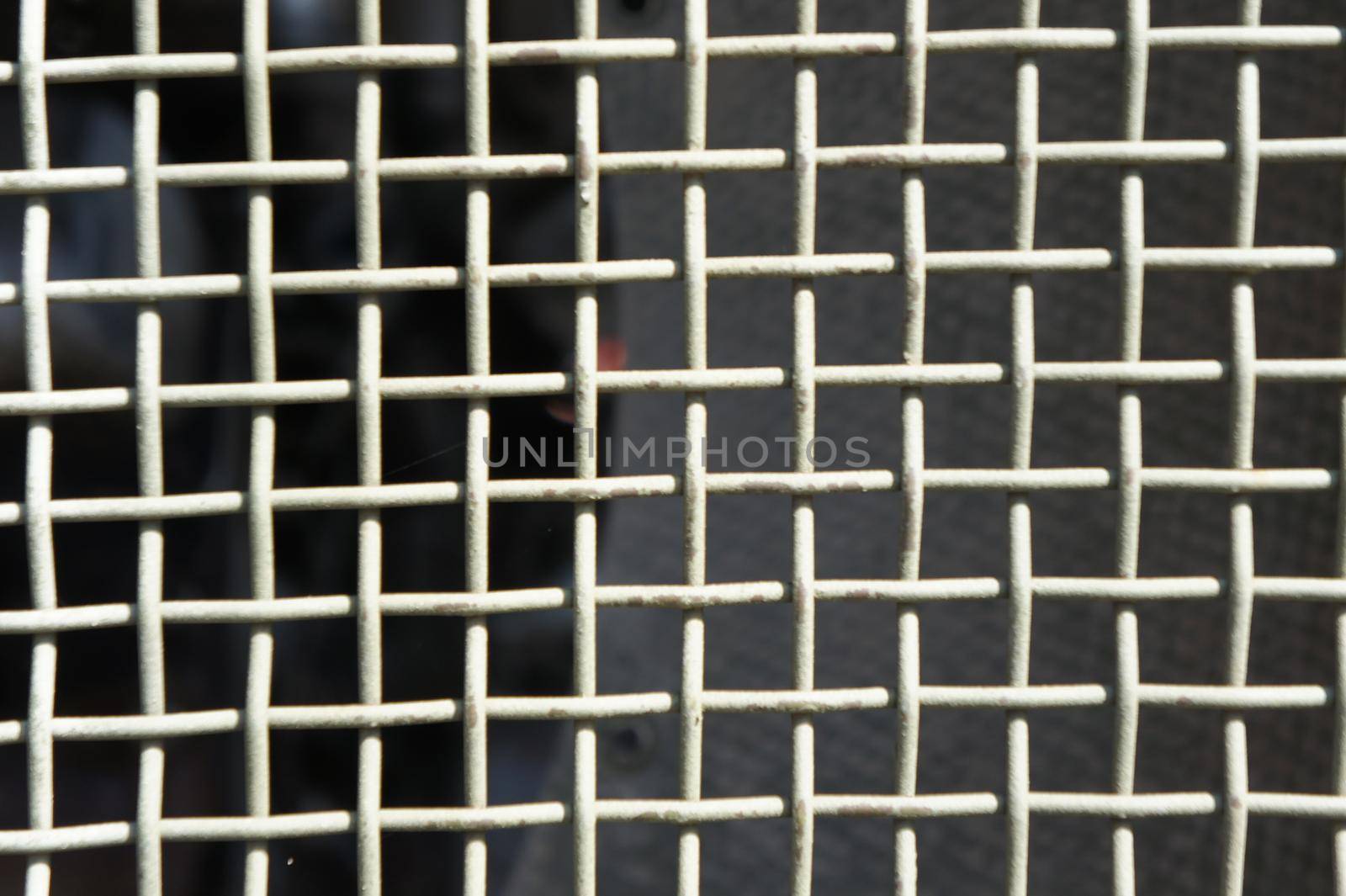 Lattice texture close up. Holes of grey metal plate with round regular holes texture background. Military Texture. Lattice construction on military vehicles in green protective colors
