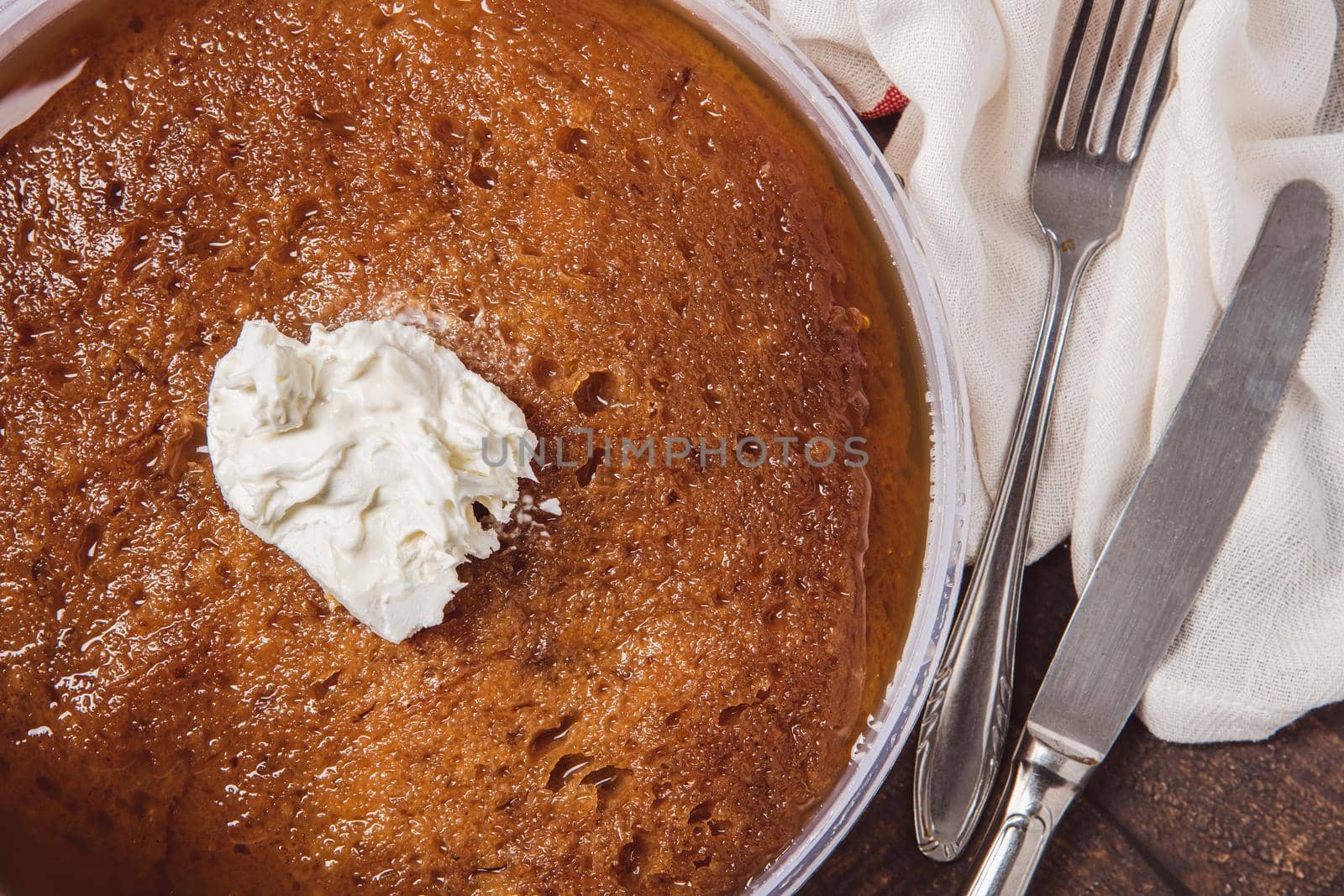 Turkish Traditional Dessert Bread Kadayif / Bread Pudding. Turkish name Ekmek Kadayıfı