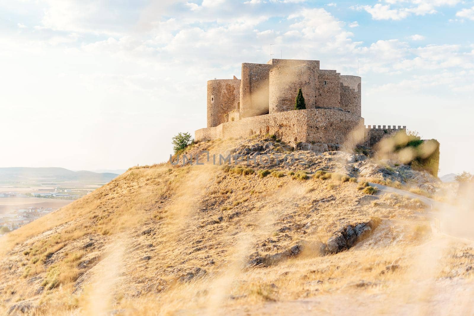 Romanesque castle on top of a hill in summer by ivanmoreno