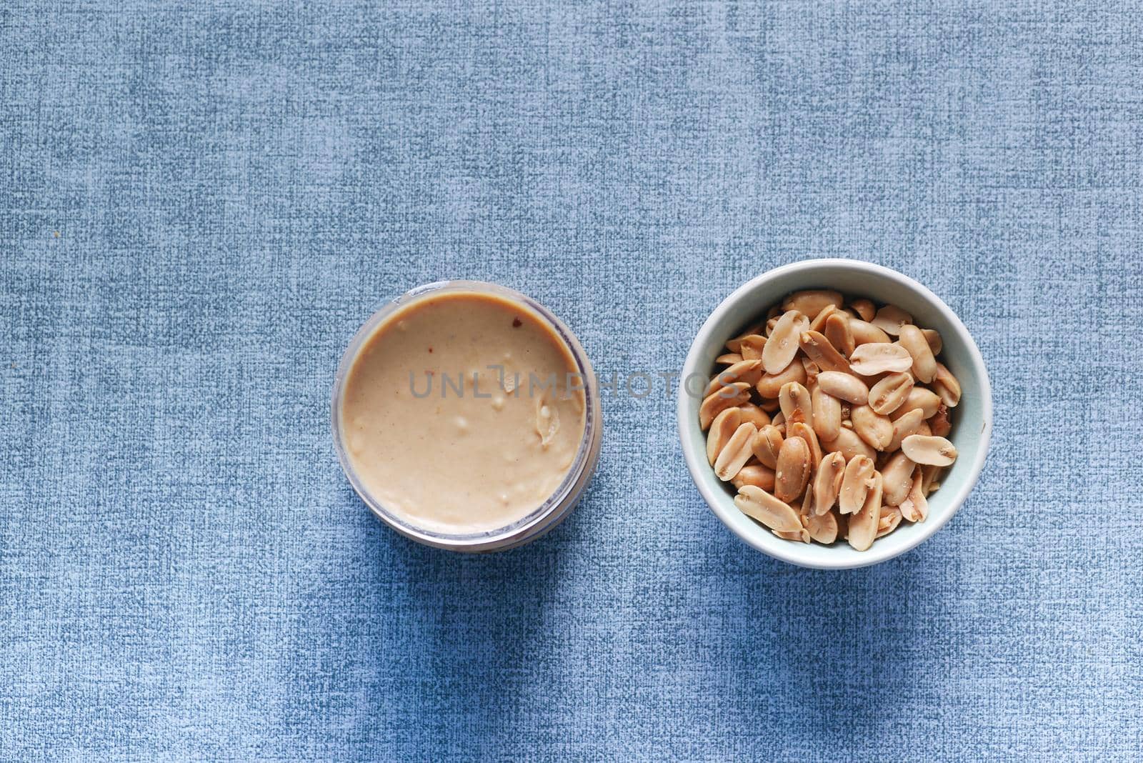 top view of peanut butter in a container