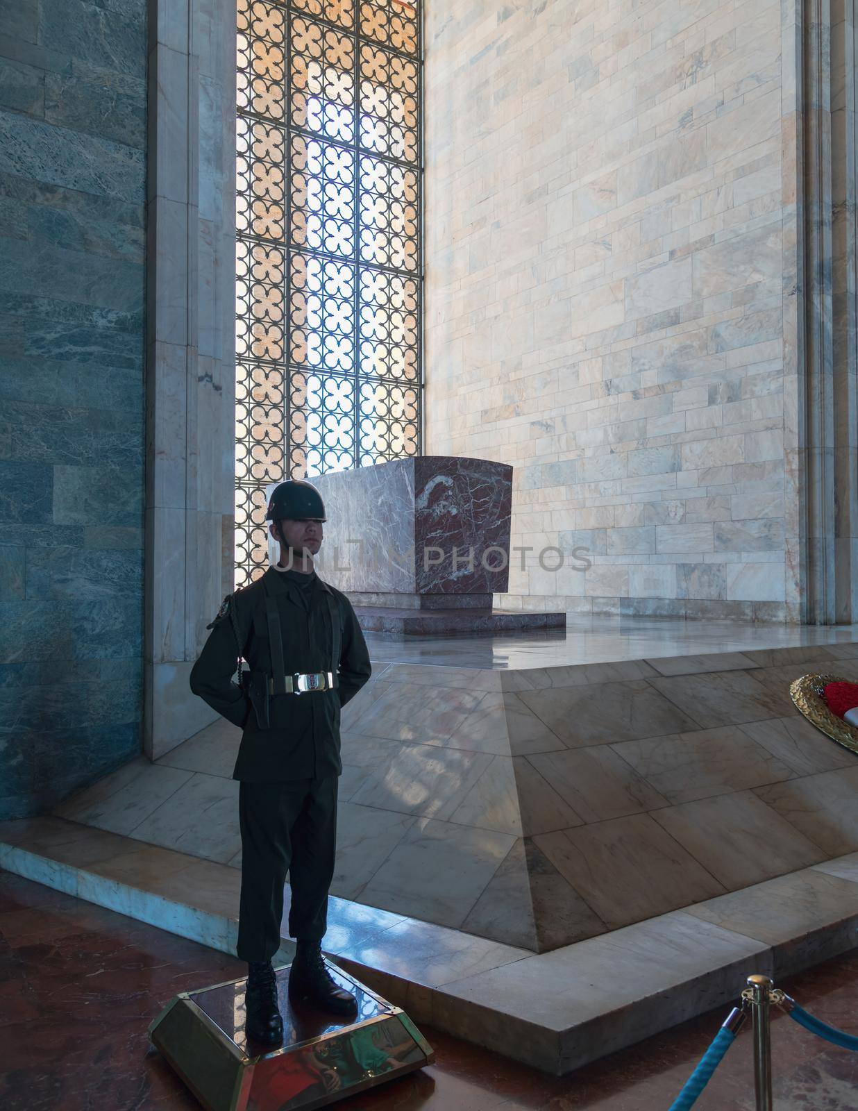 Ankara, Turkey - July 05, 2022: Anitkabir, located in Ankara, is the mausoleum of Mustafa Kemal Ataturk, the founder of the Turkish Republic.