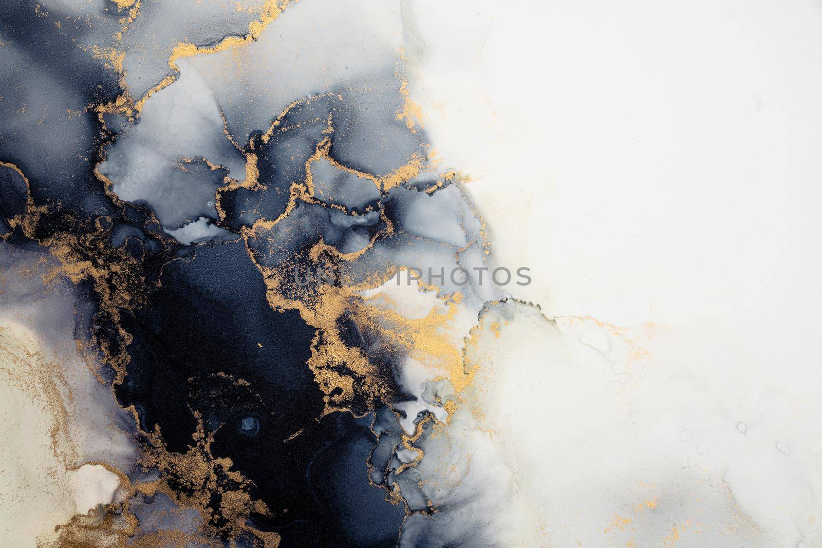 Marble ink abstract art from exquisite original painting for abstract background . Painting was painted on high quality paper texture to create smooth marble background pattern of ombre alcohol ink .