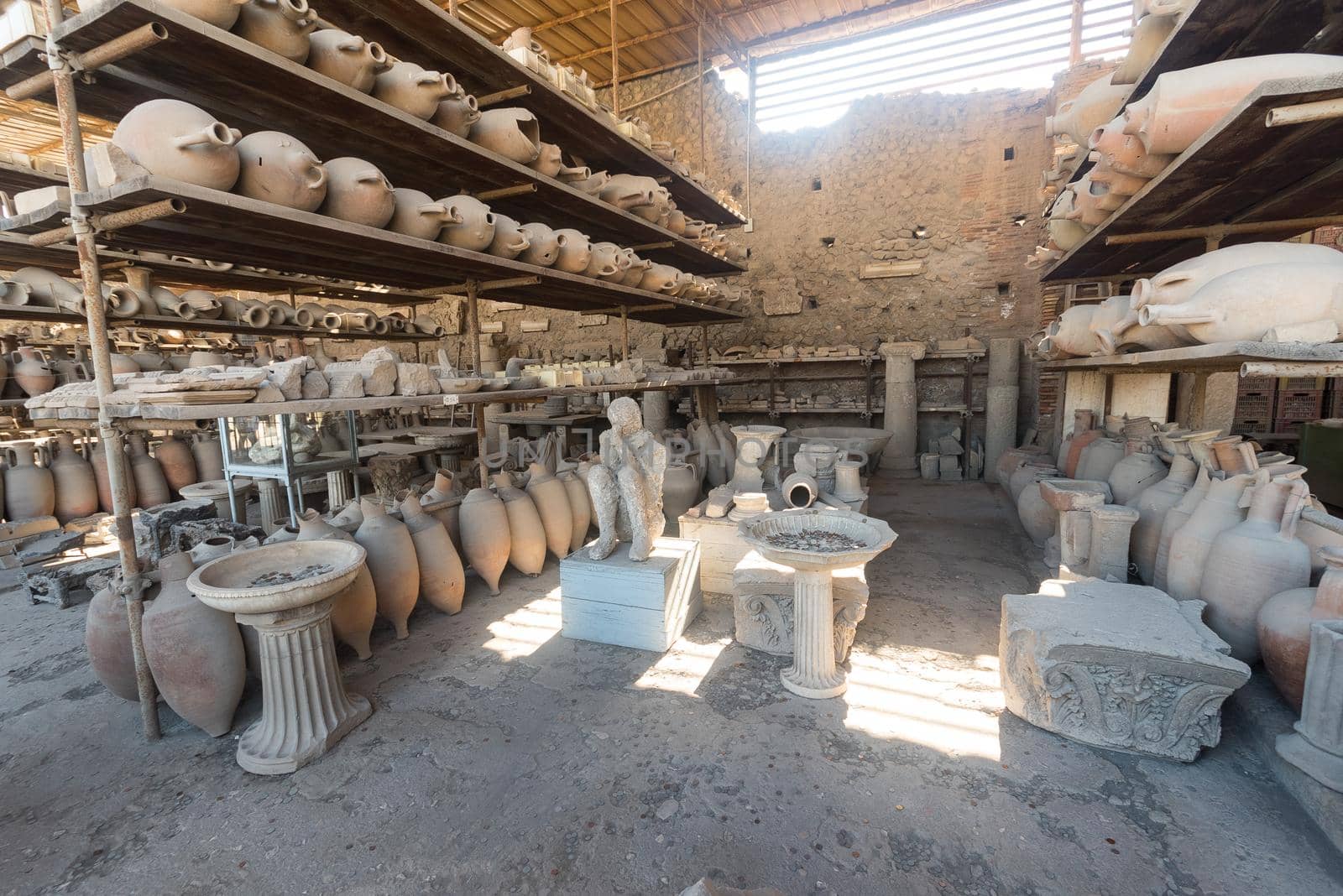 View of the Roman archaeological site of Pompeii, in Italy.