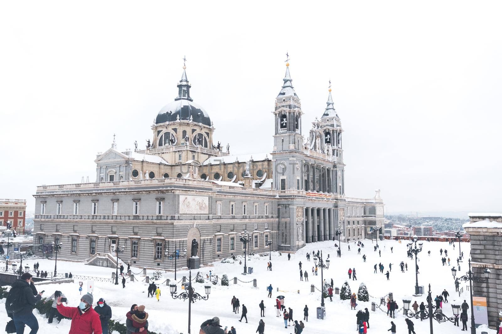 Almudena Cathedral in Madrid on a winter day. by ivanmoreno