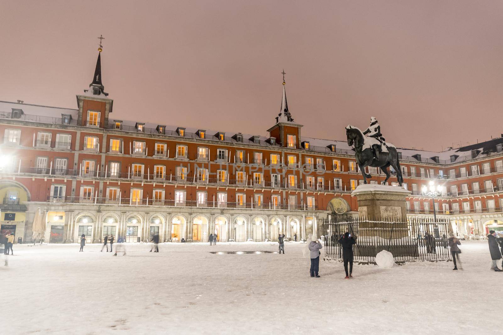 Plaza Mayor in Madrid on a cold winter night. by ivanmoreno