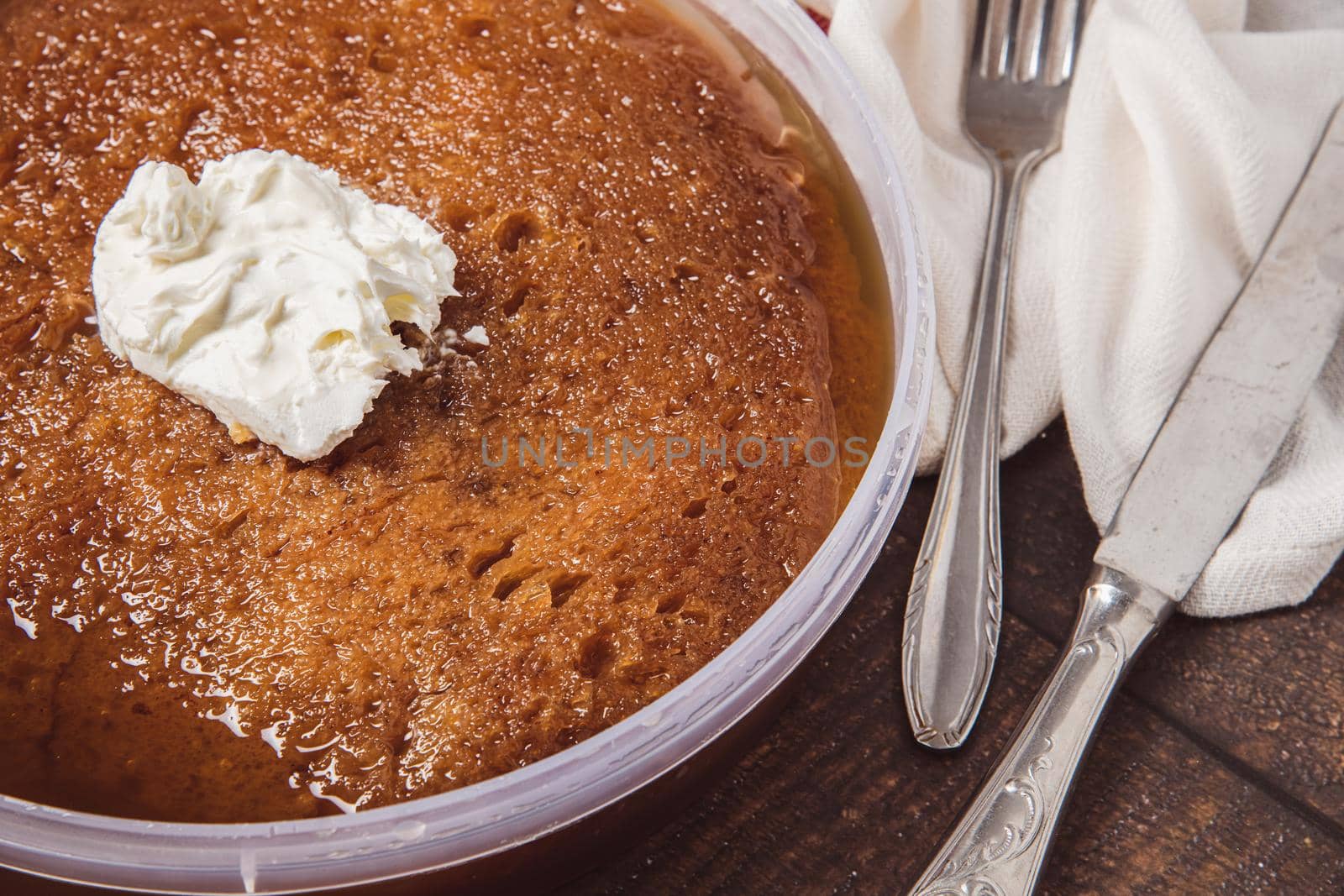 Turkish Traditional Dessert Bread Kadayif / Bread Pudding. Turkish name Ekmek Kadayıfı by Sonat