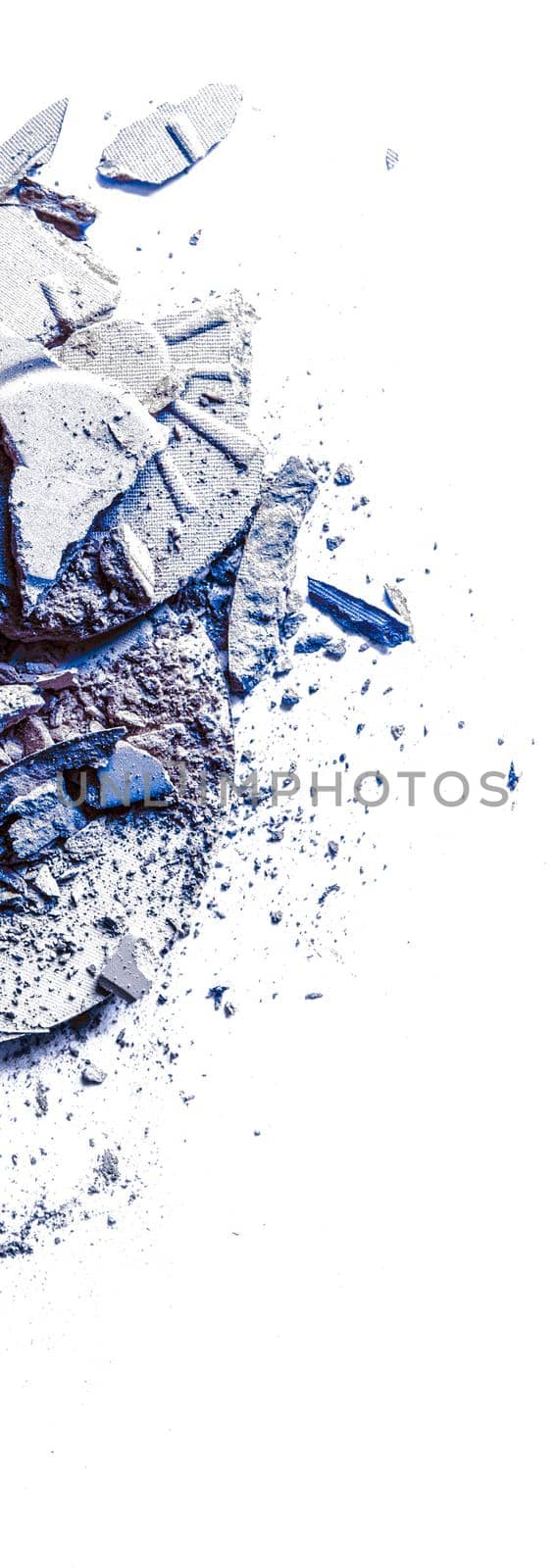 Crushed eyeshadows and powder isolated on white background by Anneleven