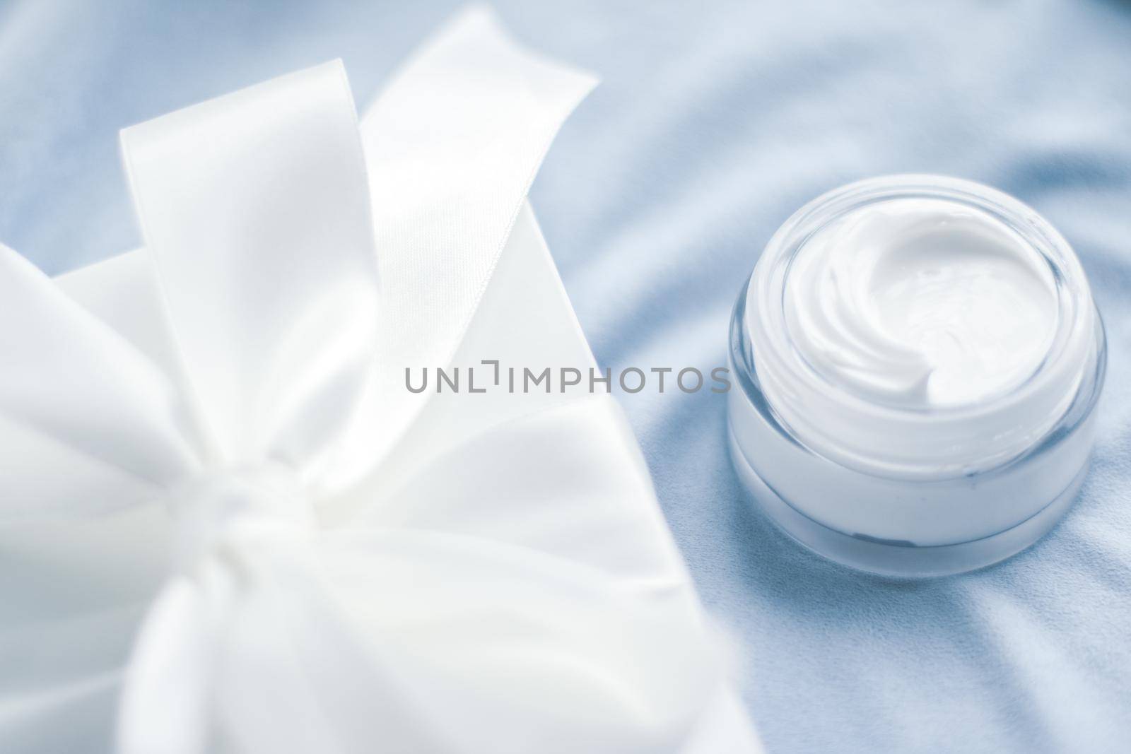 Beauty, cosmetics and skincare styled concept - Luxury face cream jar and a white gift box