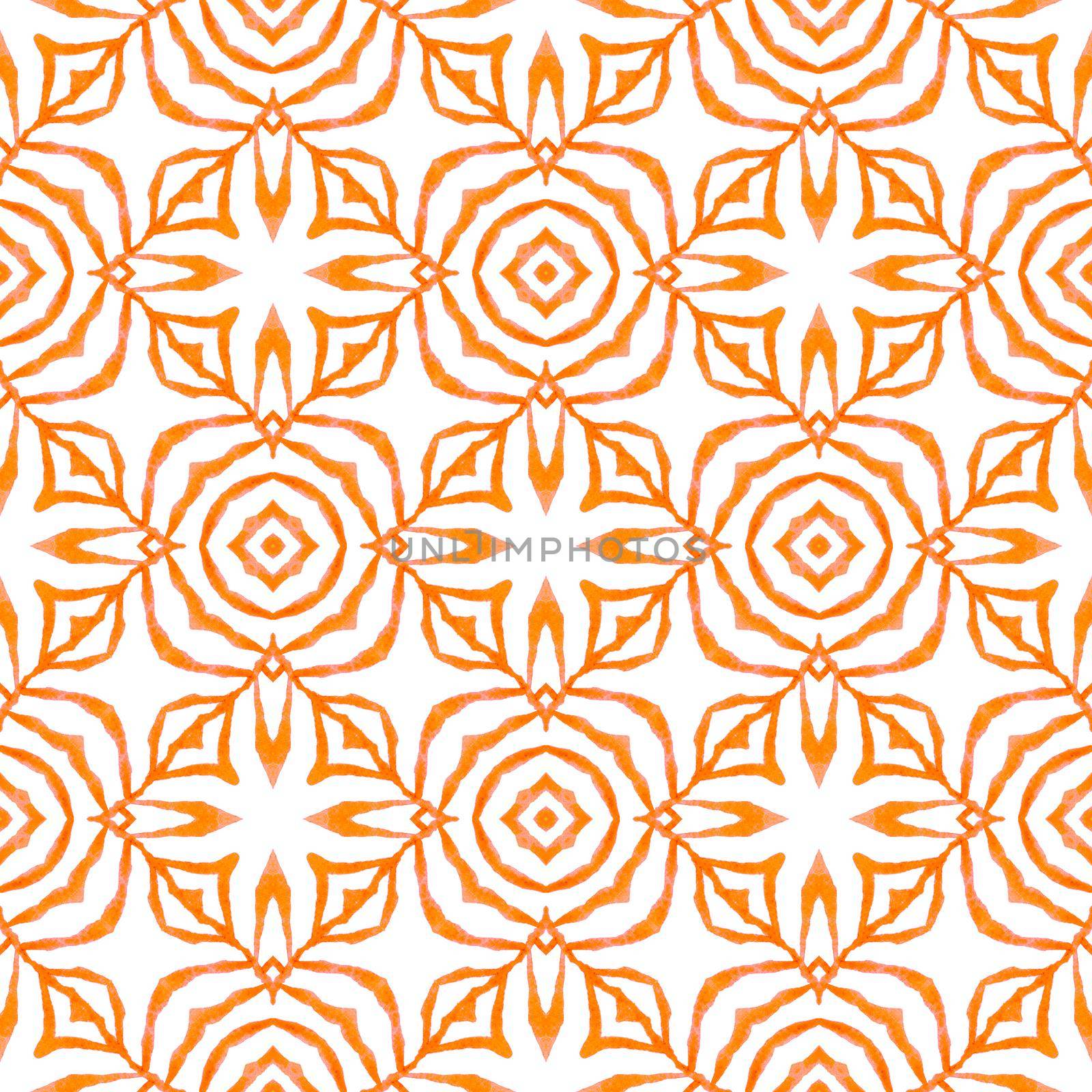 Exotic seamless pattern. Orange sightly boho chic summer design. Textile ready rare print, swimwear fabric, wallpaper, wrapping. Summer exotic seamless border.
