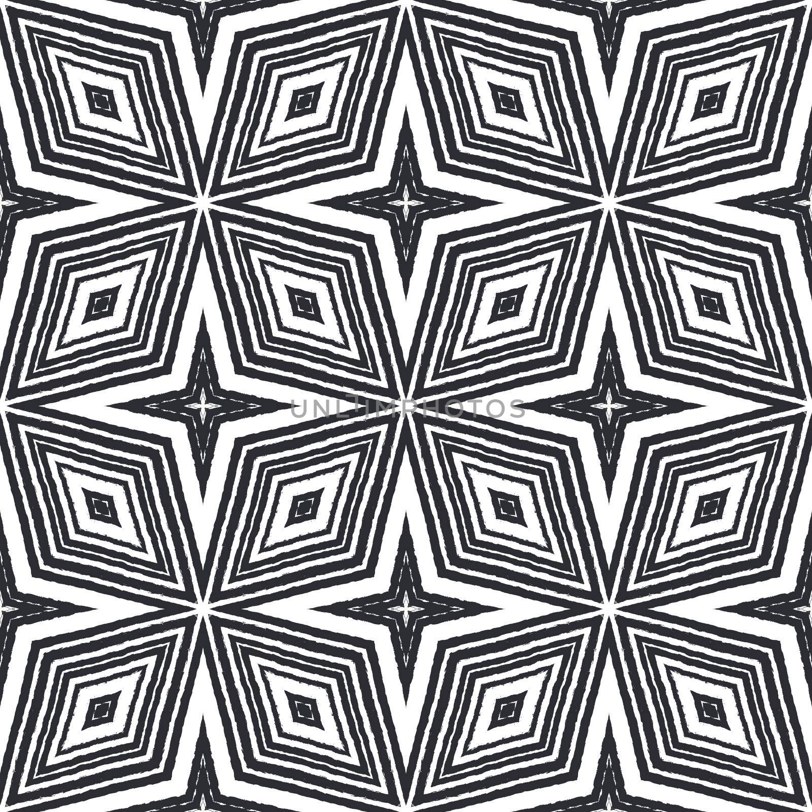 Chevron stripes design. Black symmetrical kaleidoscope background. Textile ready good-looking print, swimwear fabric, wallpaper, wrapping. Geometric chevron stripes pattern.