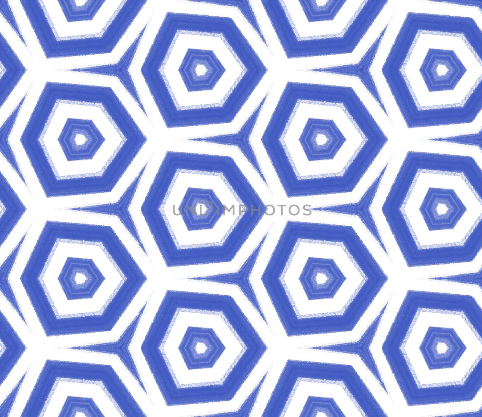 Exotic seamless pattern. Indigo symmetrical kaleidoscope background. Textile ready exceptional print, swimwear fabric, wallpaper, wrapping. Summer swimwear exotic seamless design.