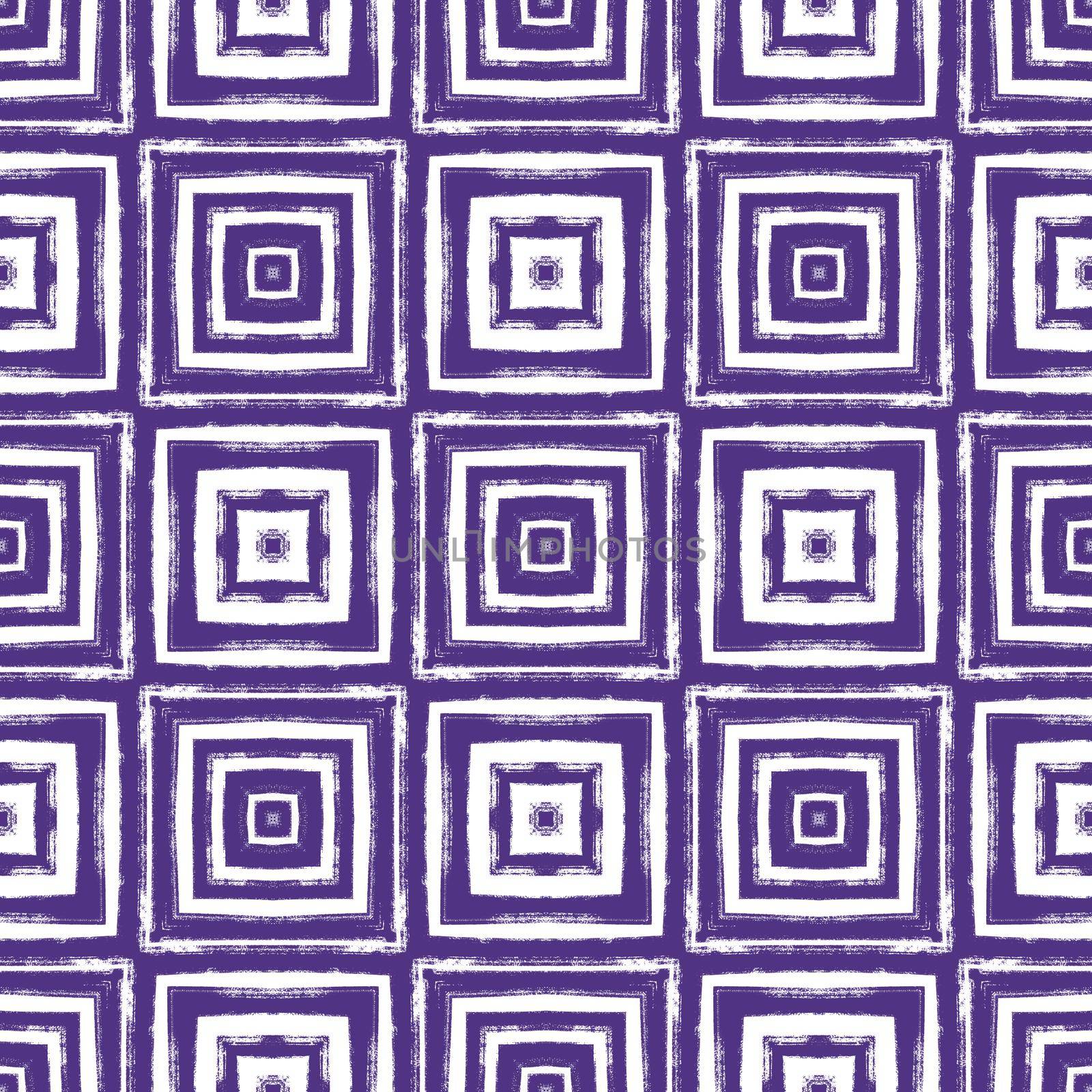 Tiled watercolor pattern. Purple symmetrical kaleidoscope background. Textile ready fine print, swimwear fabric, wallpaper, wrapping. Hand painted tiled watercolor seamless.