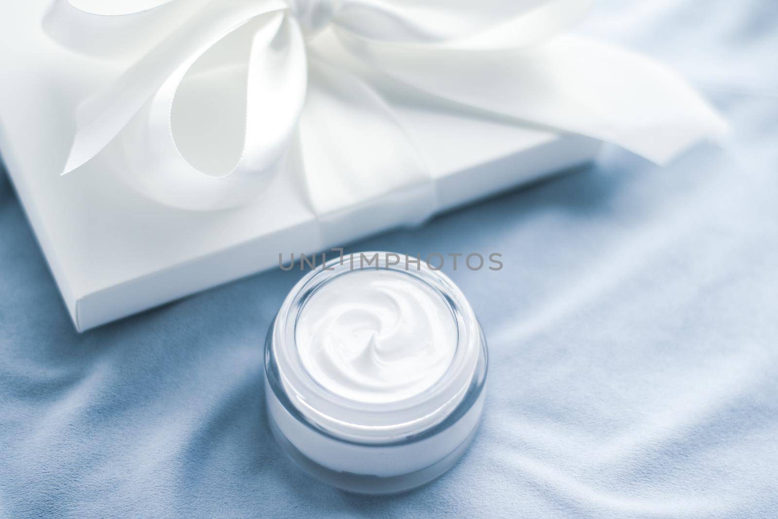 Beauty, cosmetics and skincare styled concept - Luxury face cream jar and white gift box