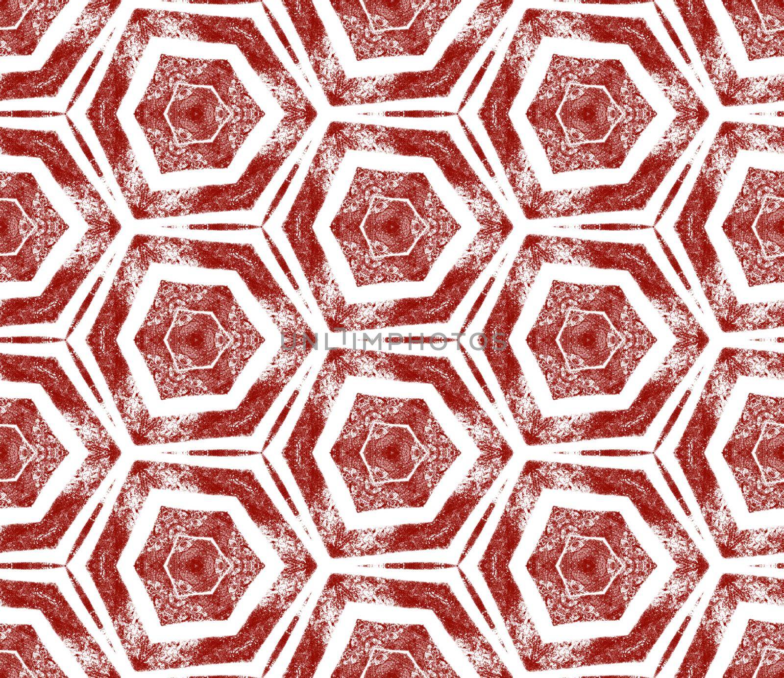 Arabesque hand drawn pattern. Maroon symmetrical kaleidoscope background. Oriental arabesque hand drawn design. Textile ready magnificent print, swimwear fabric, wallpaper, wrapping.