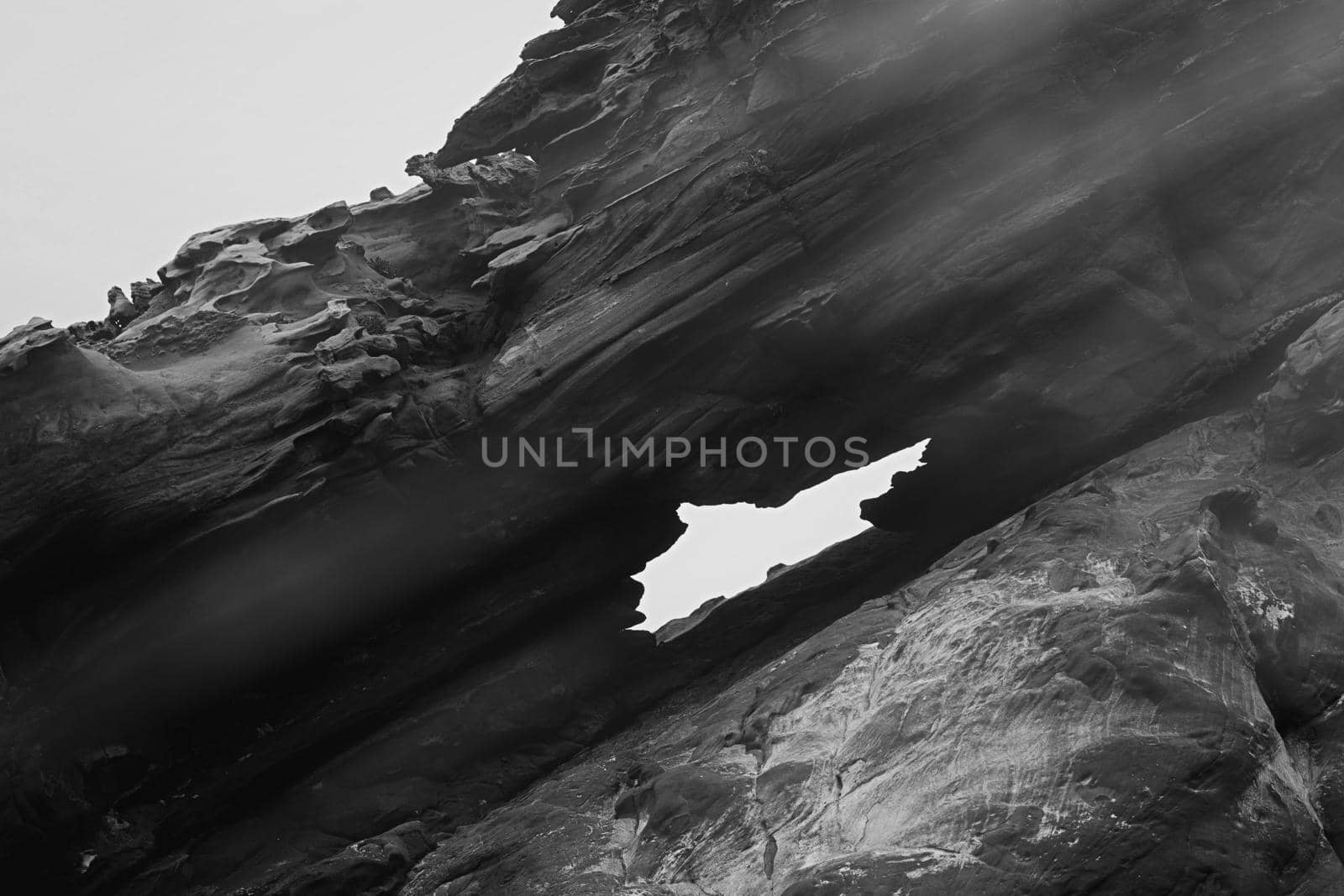 Coastal art print, monochrome and seascape concept - Atlantic ocean coast scenery, fine art