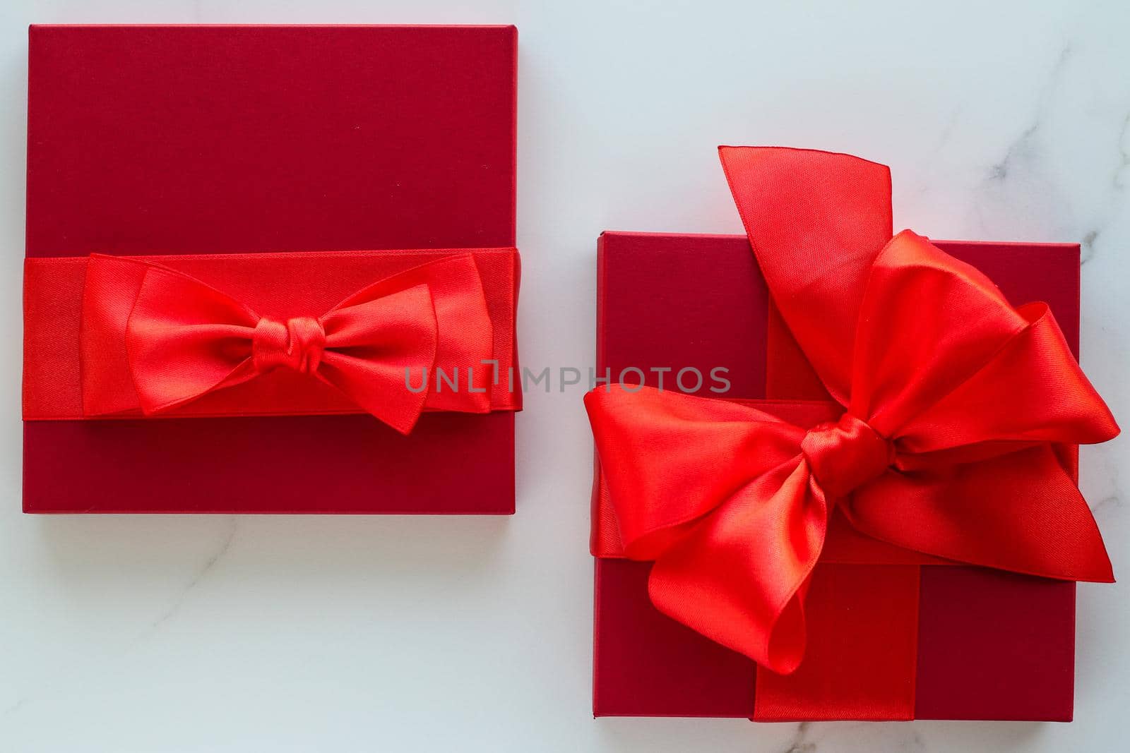 Romantic celebration, lifestyle and birthday present concept - Luxury red holiday gifts on marble