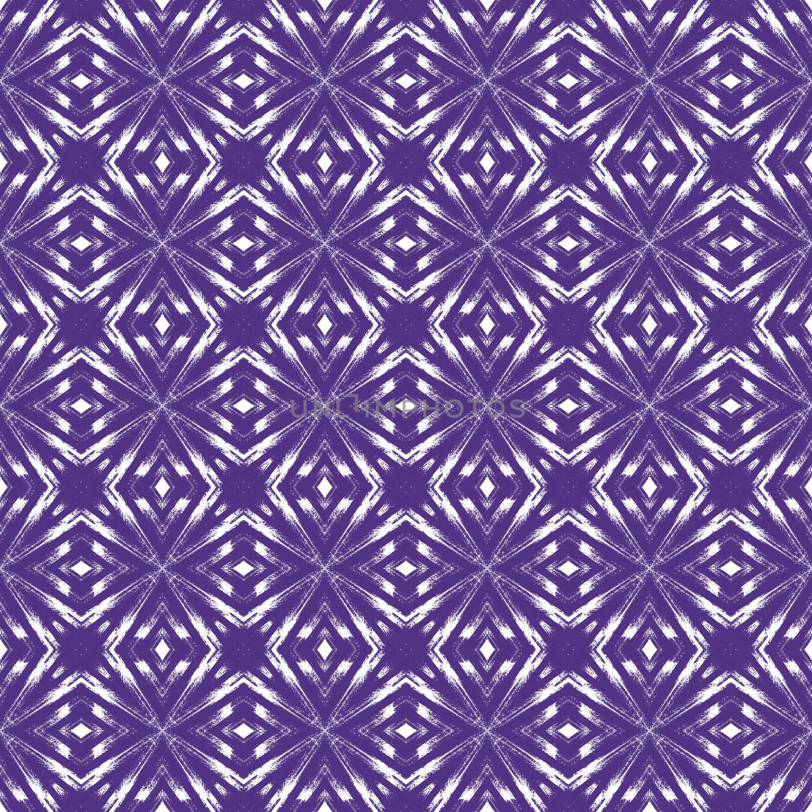 Striped hand drawn pattern. Purple symmetrical kaleidoscope background. Repeating striped hand drawn tile. Textile ready surprising print, swimwear fabric, wallpaper, wrapping.
