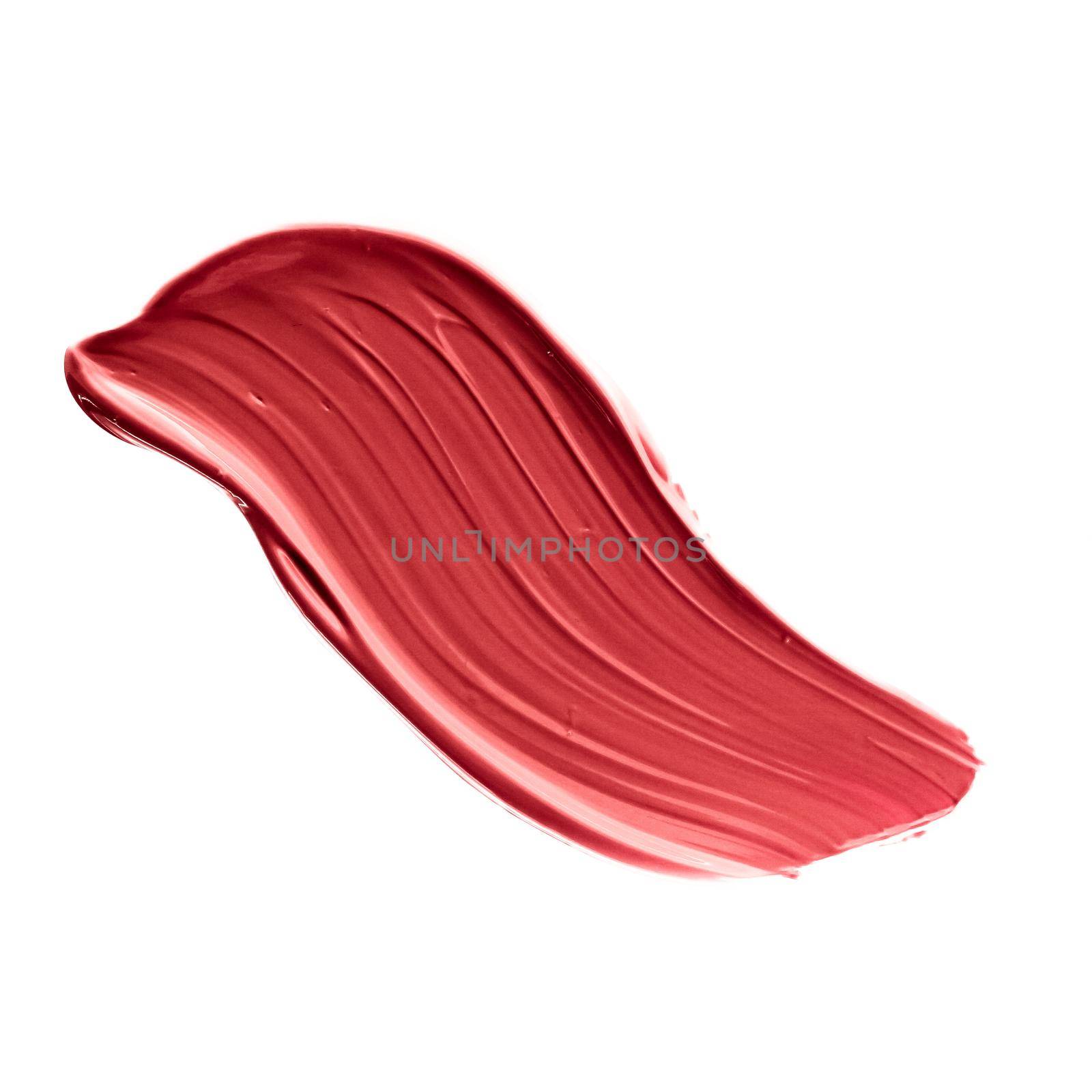 Cosmetic products, fashion and beauty concept - Lipstick smudge isolated on white background, art of make-up