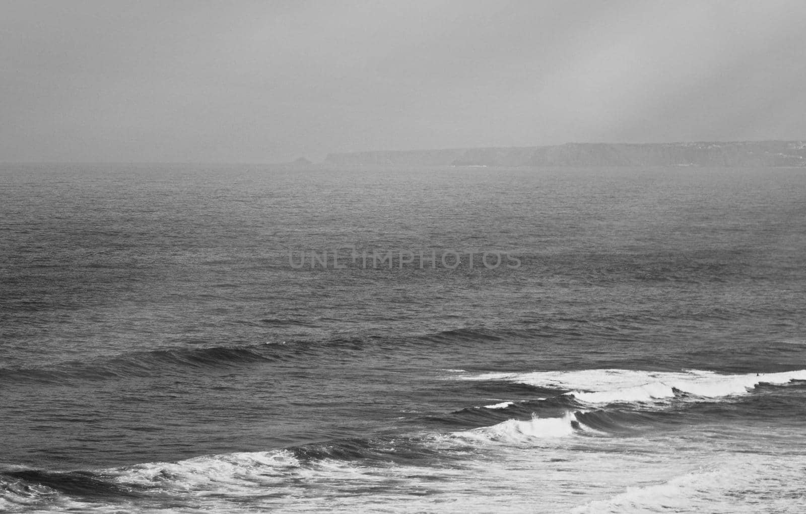 Coastal art print, monochrome and seascape concept - Atlantic ocean coast scenery, fine art