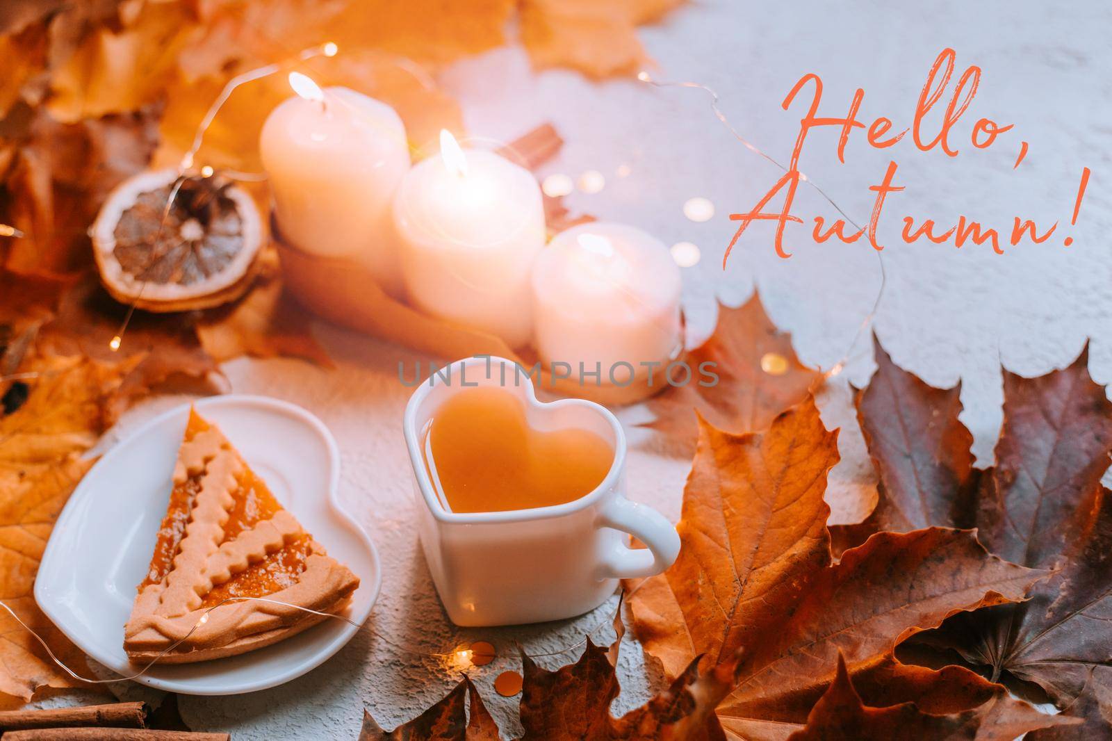 Banner hello autumn . cozy vibes . A new season. Autumn leaves. An article about autumn. by alenka2194