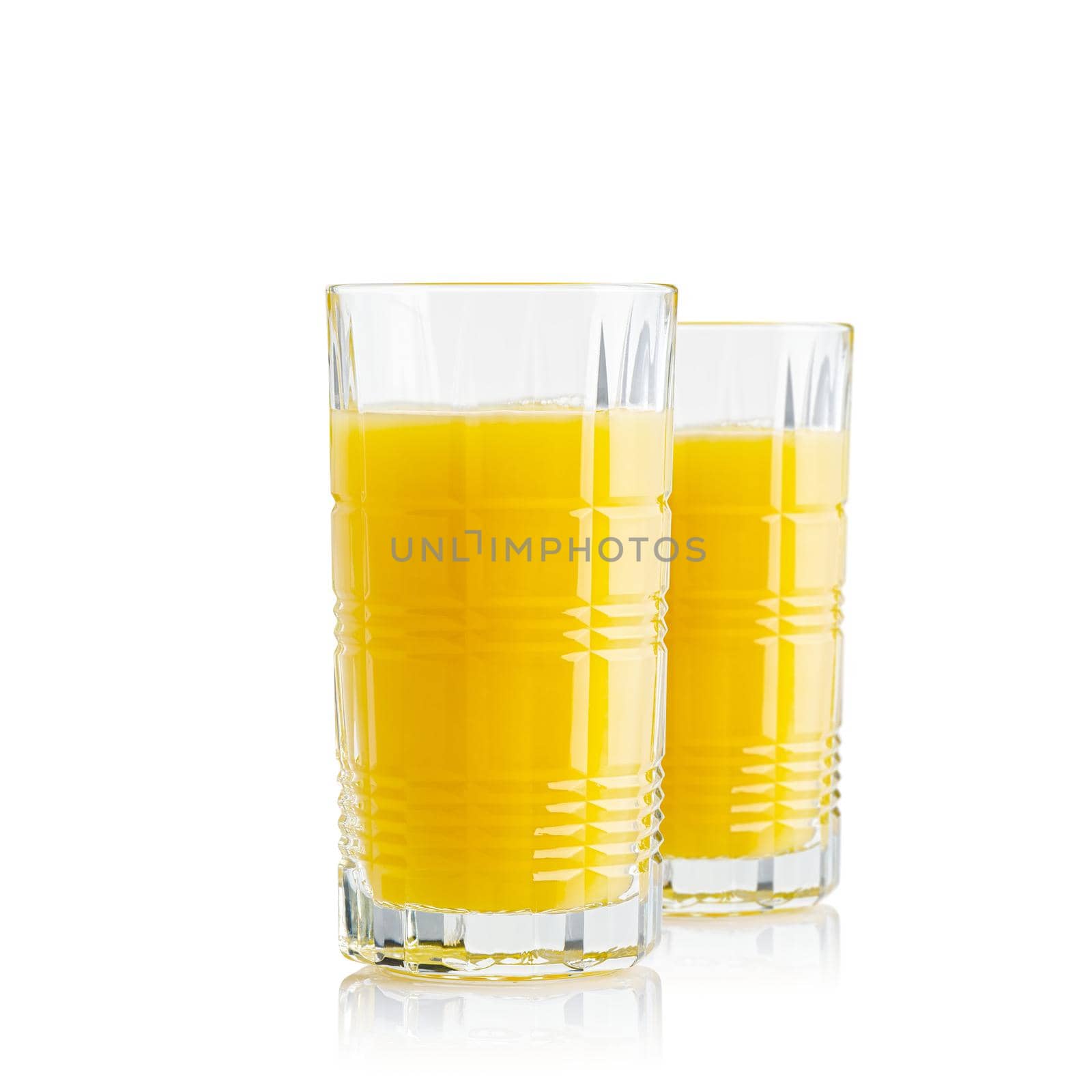 Orange juice glass, isolated on white. Glass of fresh orange juice on white background by PhotoTime
