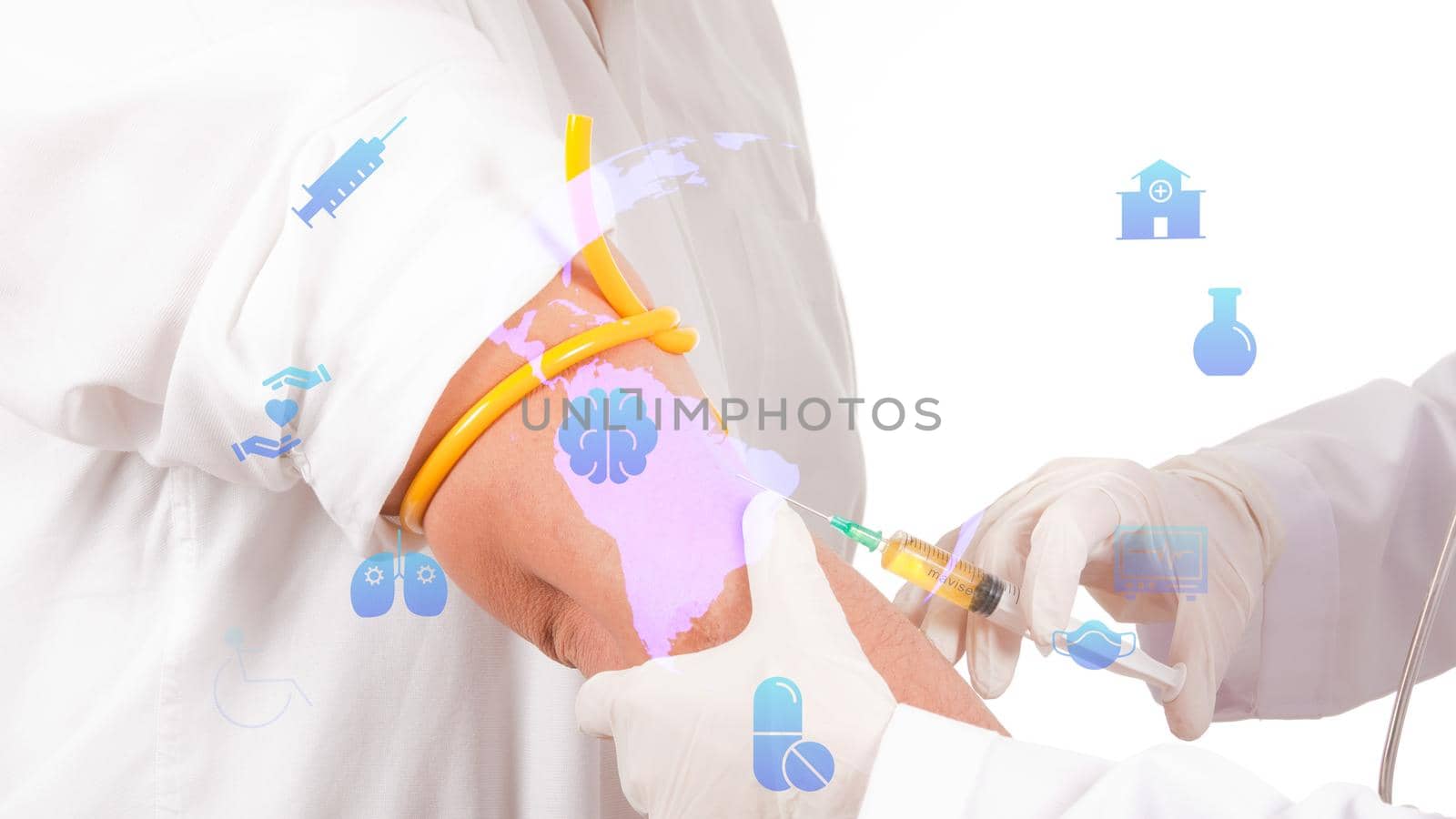 Man getting an injection from a nurse or doctor. High quality 4k footage