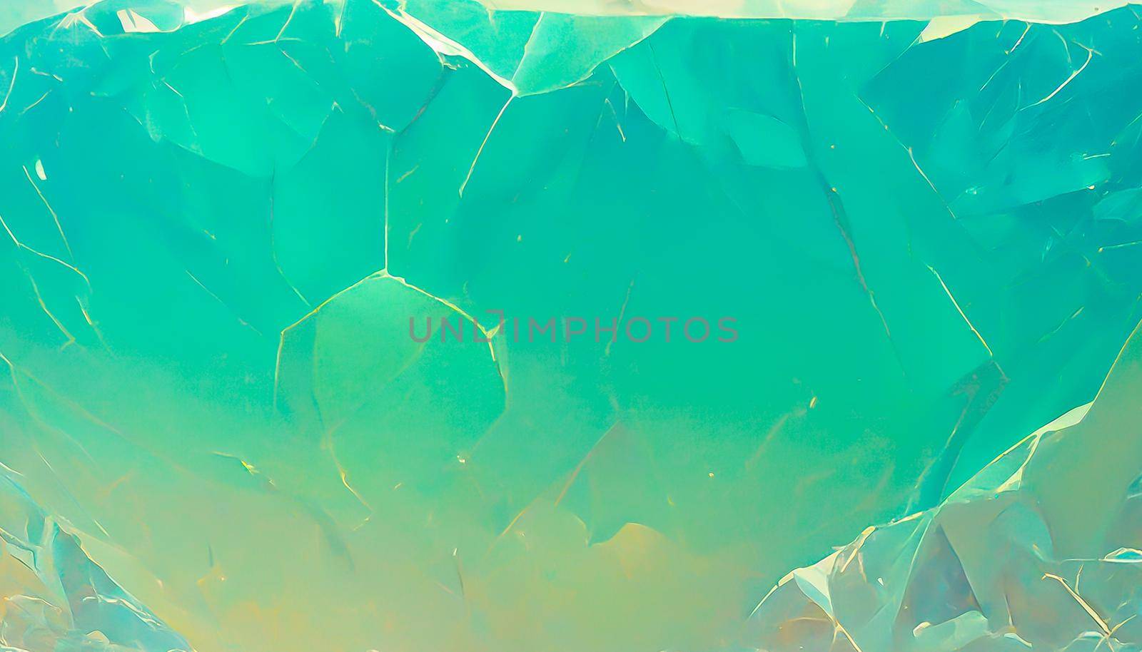 3D Render gemstone texture of the precious crystal background. Copy space. Colored shiny bokeh surface.