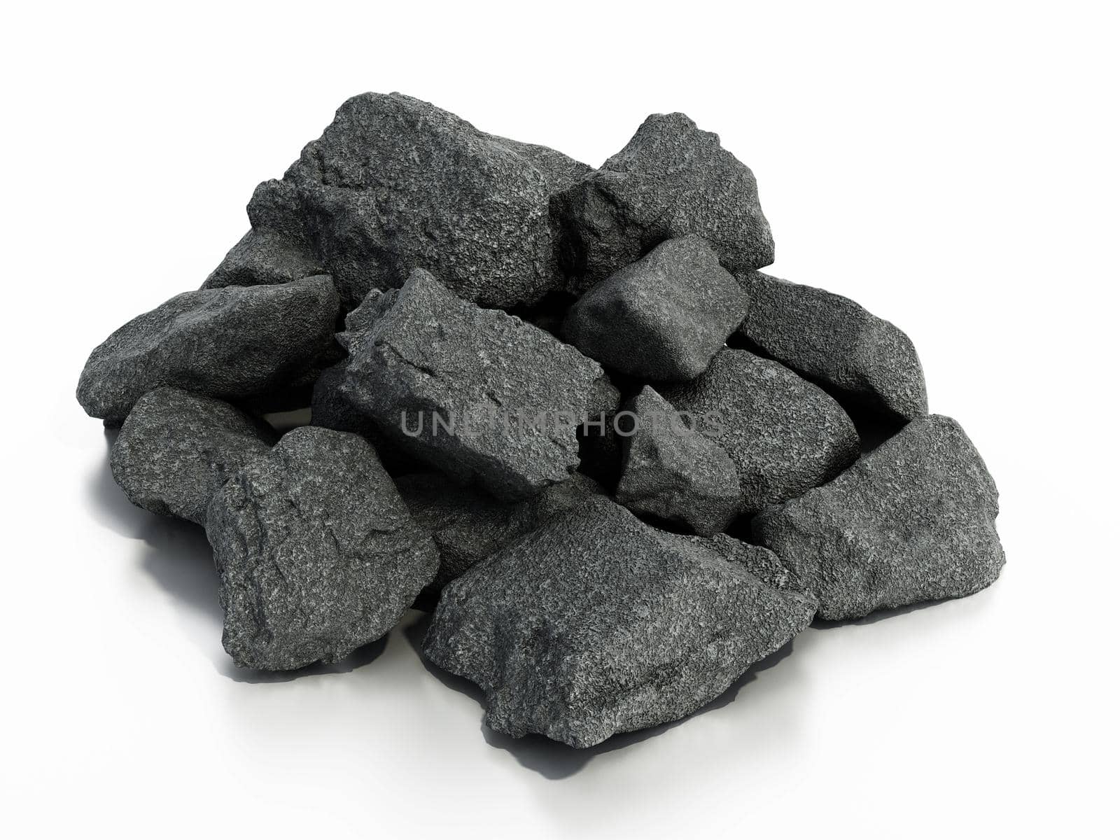 Group of stones isolated on white background. 3D illustration.