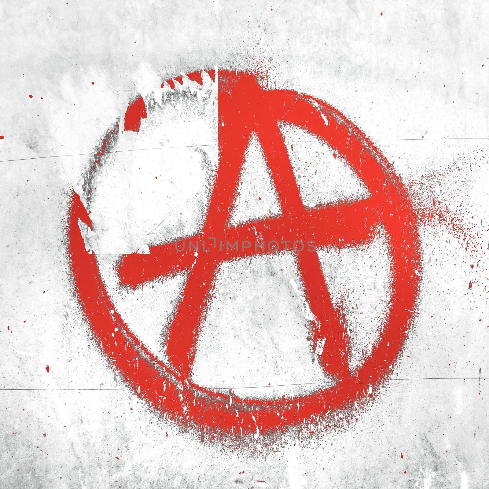 Red anarchy symbol on wall. Ideal for textures, backgrounds and concepts.