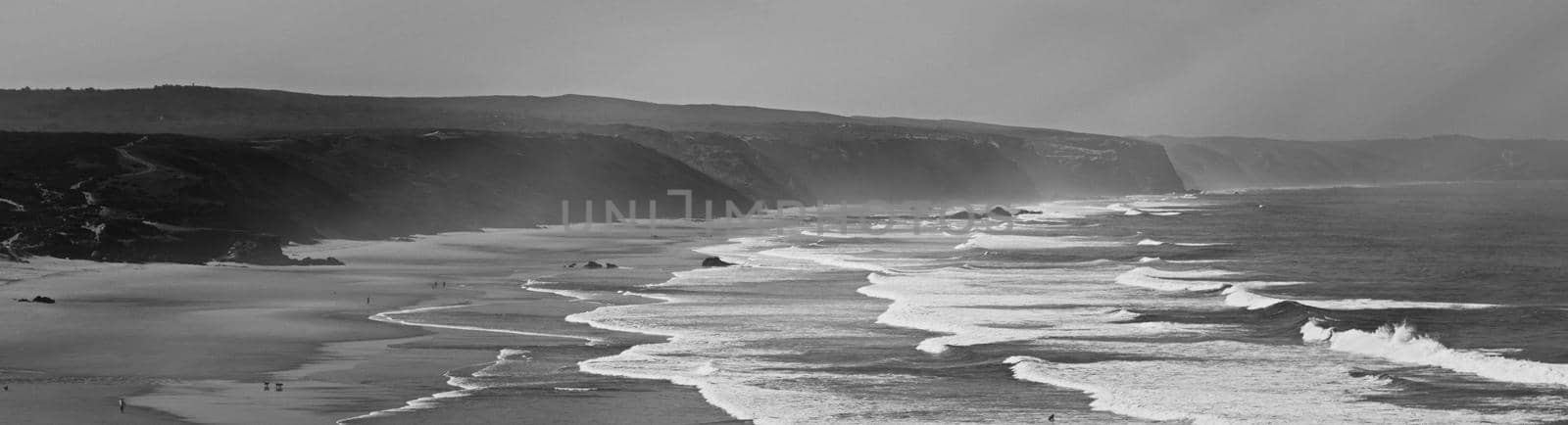 Coastal art print, monochrome and seascape concept - Atlantic ocean coast scenery, fine art