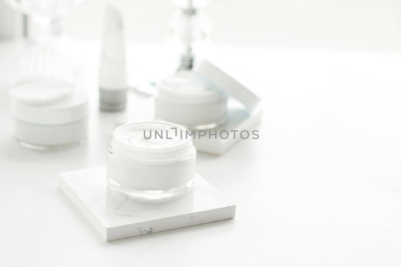 Beauty, anti-age cream and body care concept - Luxury skincare cosmetics in a bathroom