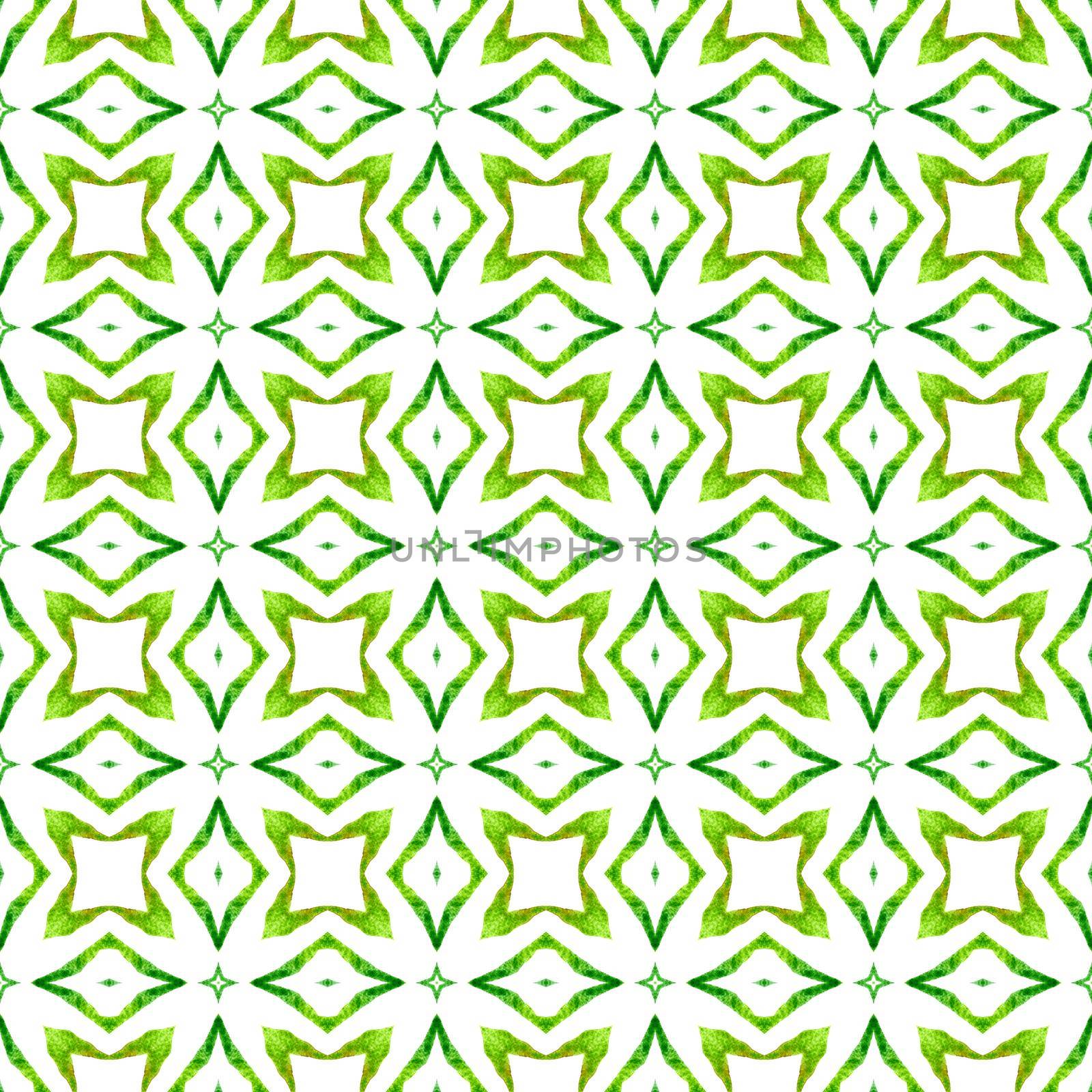 Textile ready dramatic print, swimwear fabric, wallpaper, wrapping. Green unequaled boho chic summer design. Organic tile. Trendy organic green border.