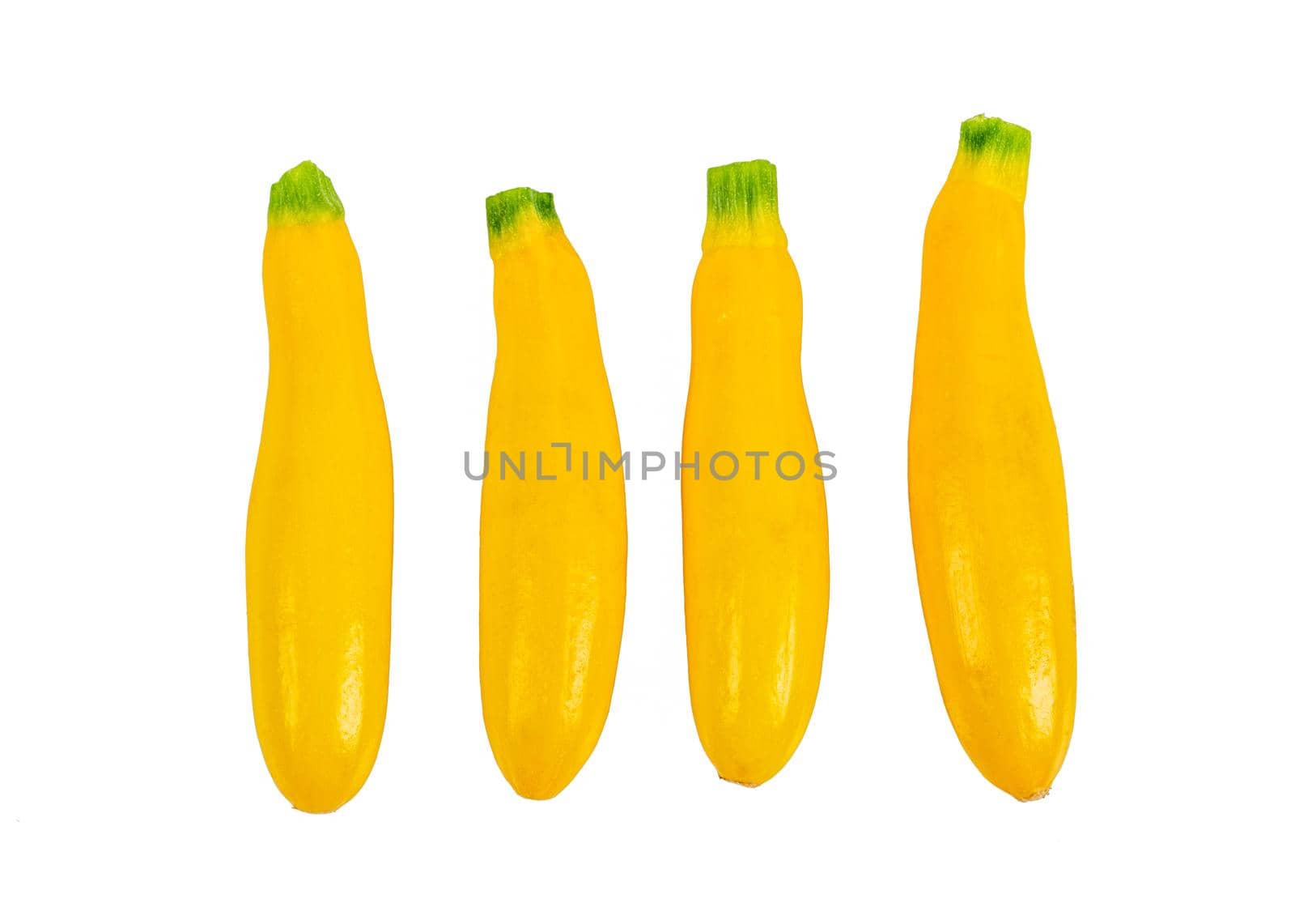 Summer squash or yellow squash on white background