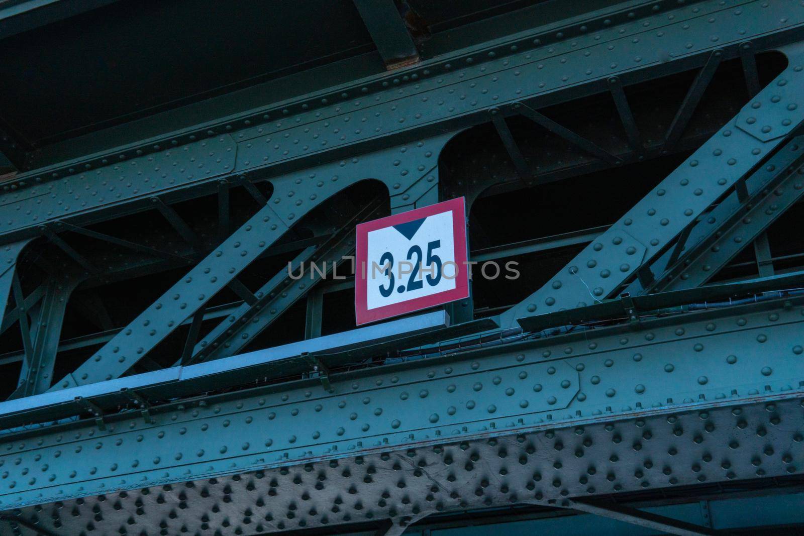 RUSSIA, PETERSBURG - AUG 20, 2022: traffic bridge sign construction maximum danger drive height forbidden, concept stop warning in auto for red shape, limit stone. Design circle web, by 89167702191