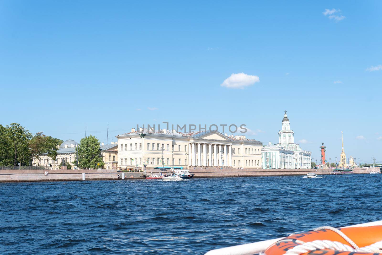 RUSSIA, PETERSBURG - AUG 20, 2022: europe gold religion city traditional isaac cathedral tourism urban, for water st from saint from dome green, old royal. Sky blue history, russian