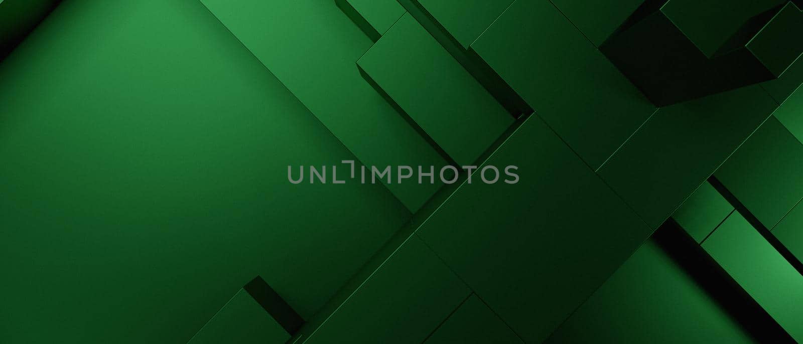Abstract Luxurious Elegant Futuristic Block Cubes Three Dimensional Green Abstract Background 3D Render