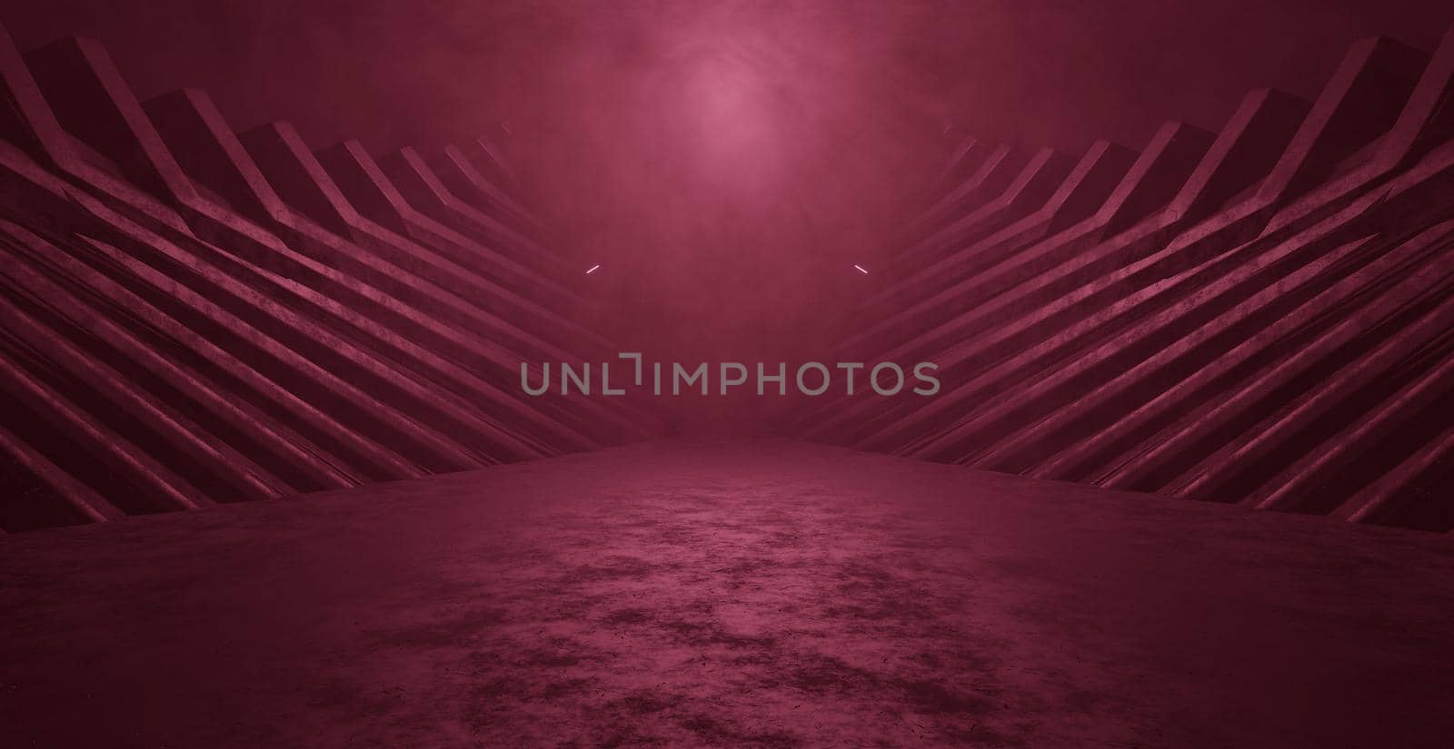Abstract Empty Interesting Smoke Maroon Brown Hall Background 3D Render