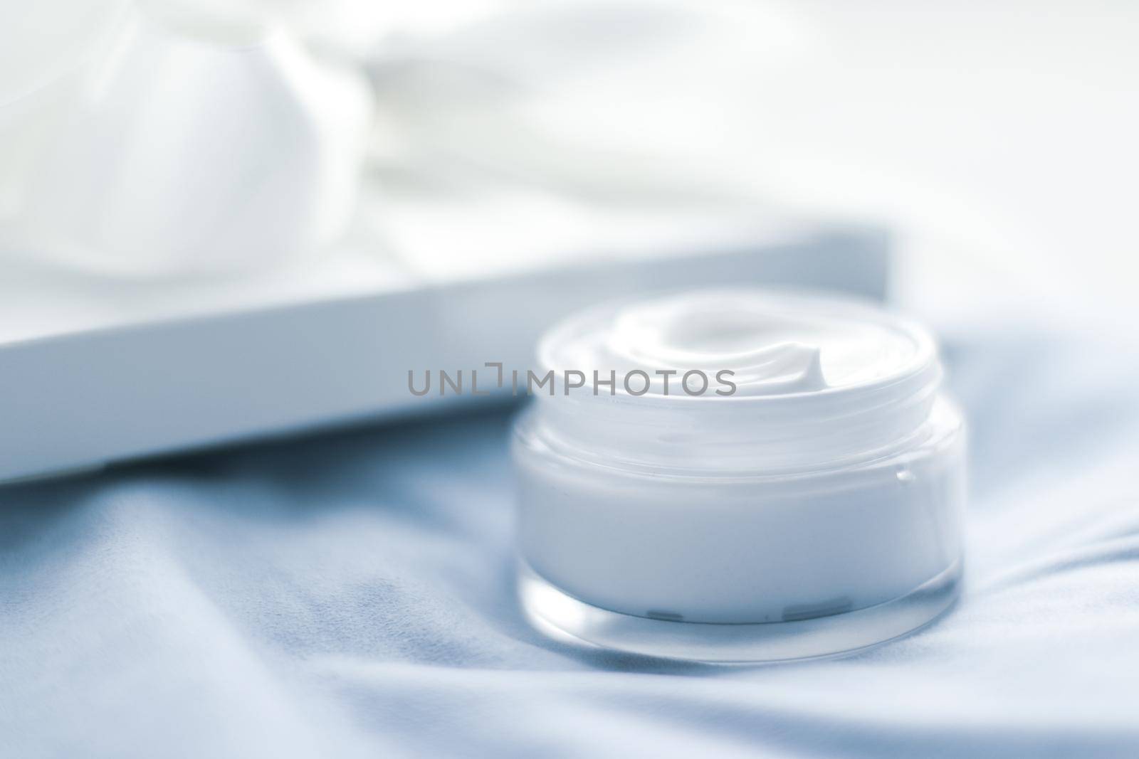 Beauty, cosmetics and skincare styled concept - Luxury face cream jar and white gift box