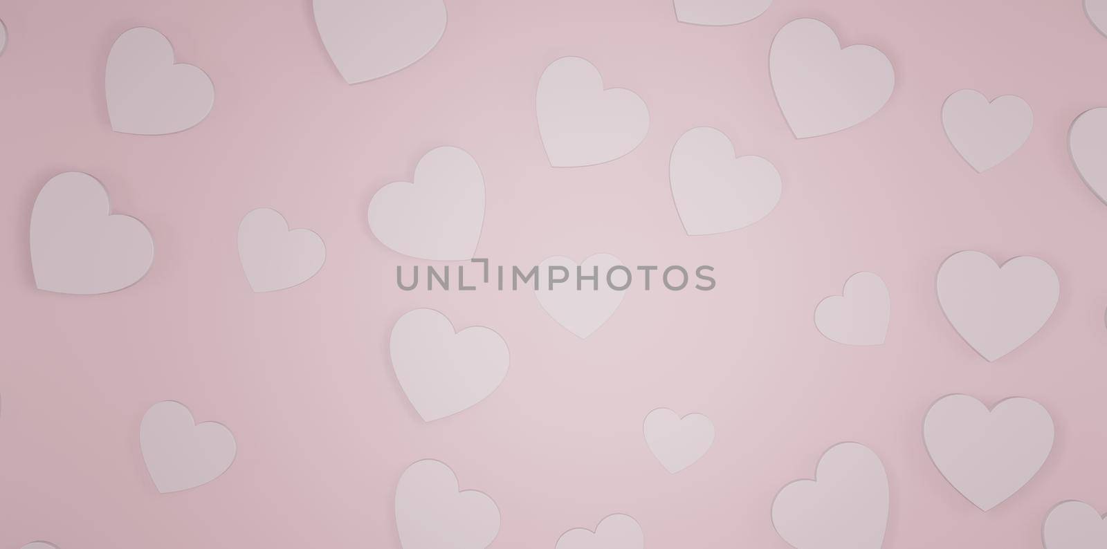 Hearts Pastel Color Banner Background 3D Illustration