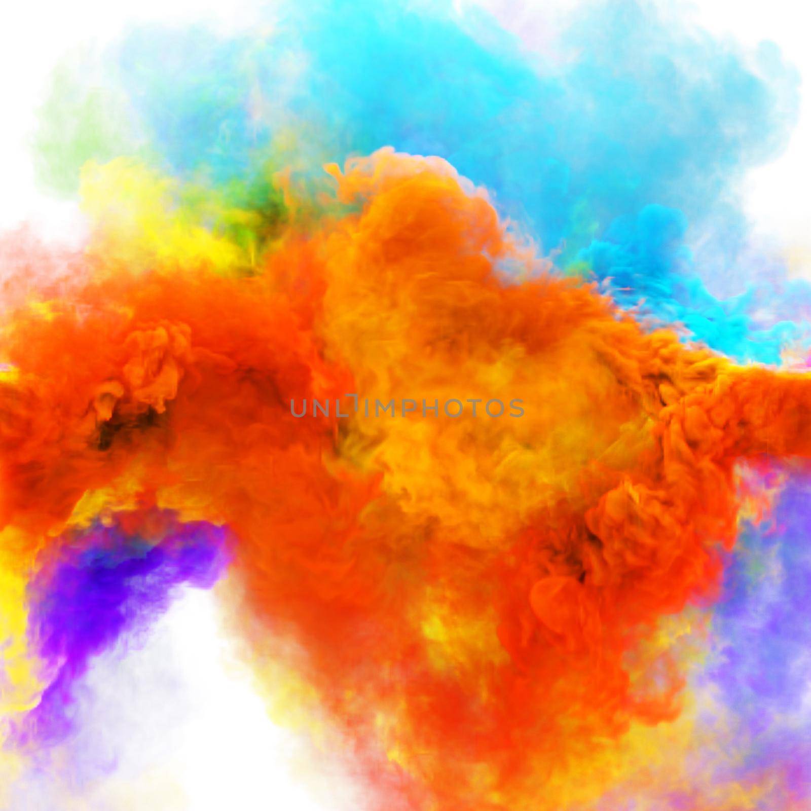 Magic multicolor smoke rainbow clouds. Fantastic fog texture. 3D render abstract background.