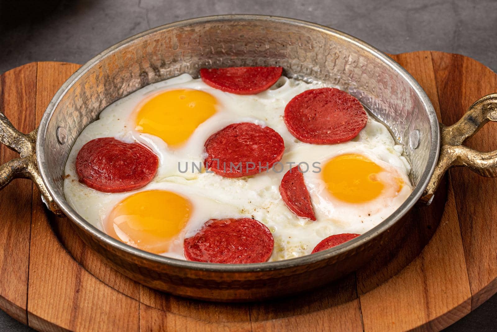 Traditional Turkish Breakfast - Fried Egg with Turkish sausage by Sonat