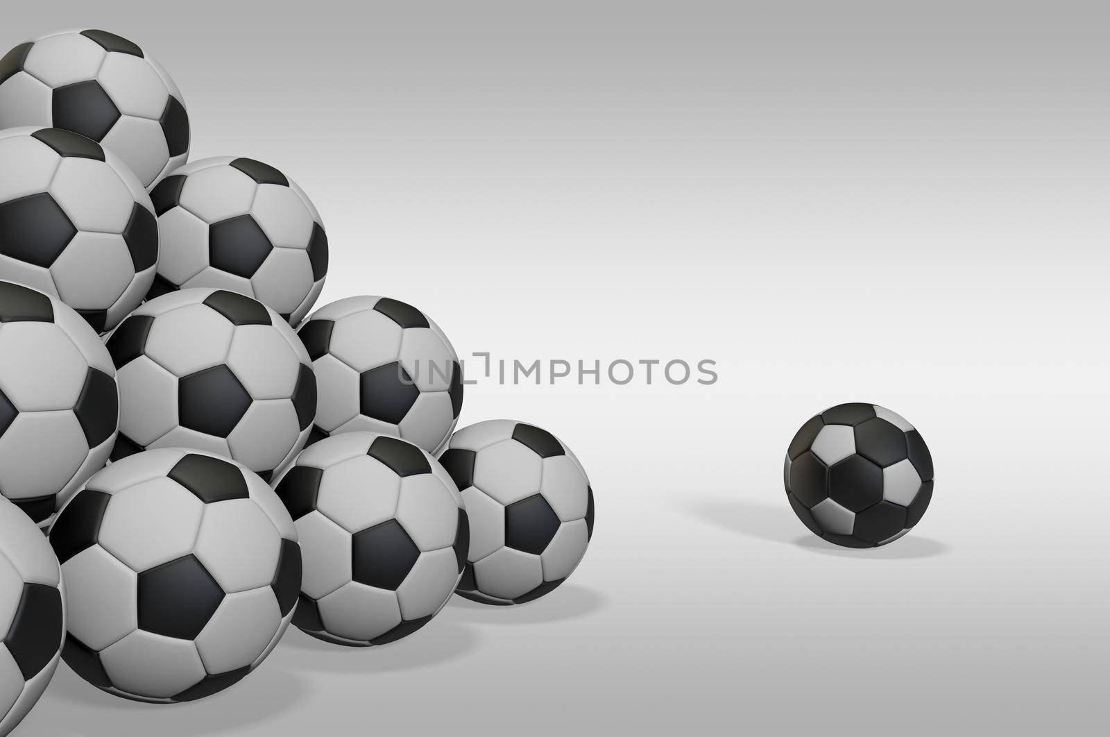 3D soccer ball in front of a pyramid of many other balls by Skaron
