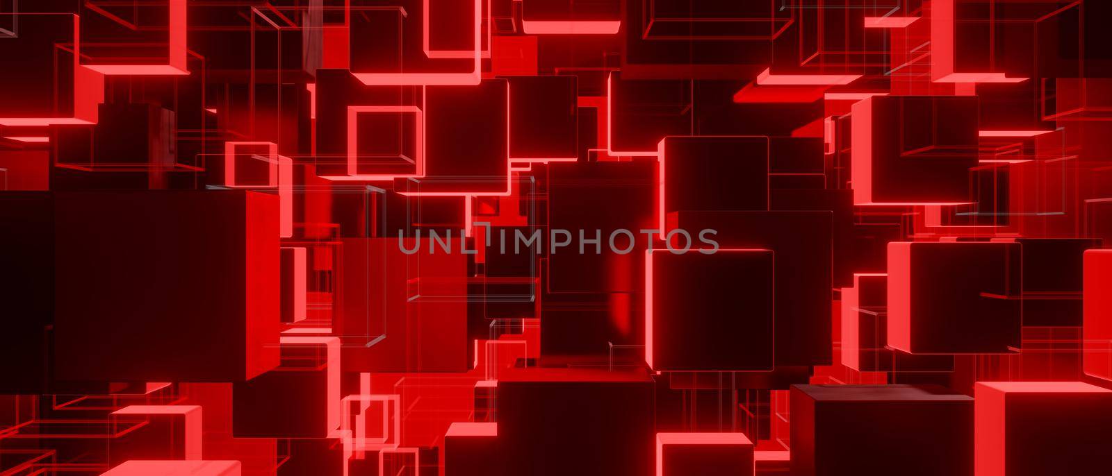 Red abstract background of light squares 3d render by yay_lmrb