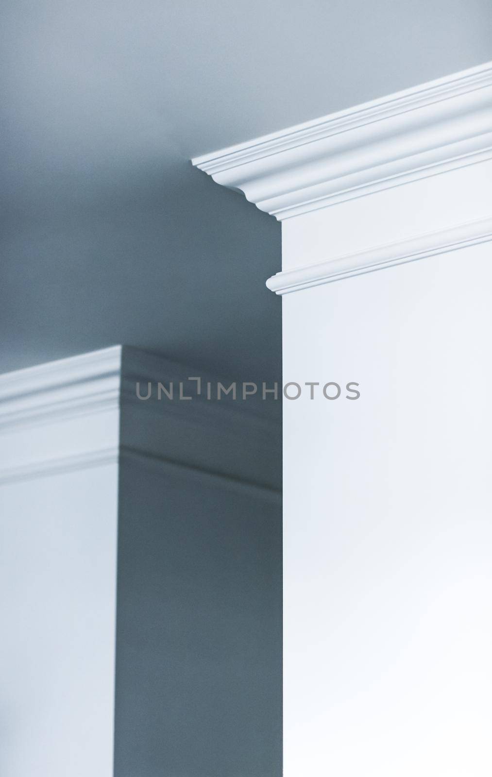 House renovation, home decoration and real estate concept - Molding on ceiling detail, interior design and architectural abstract background