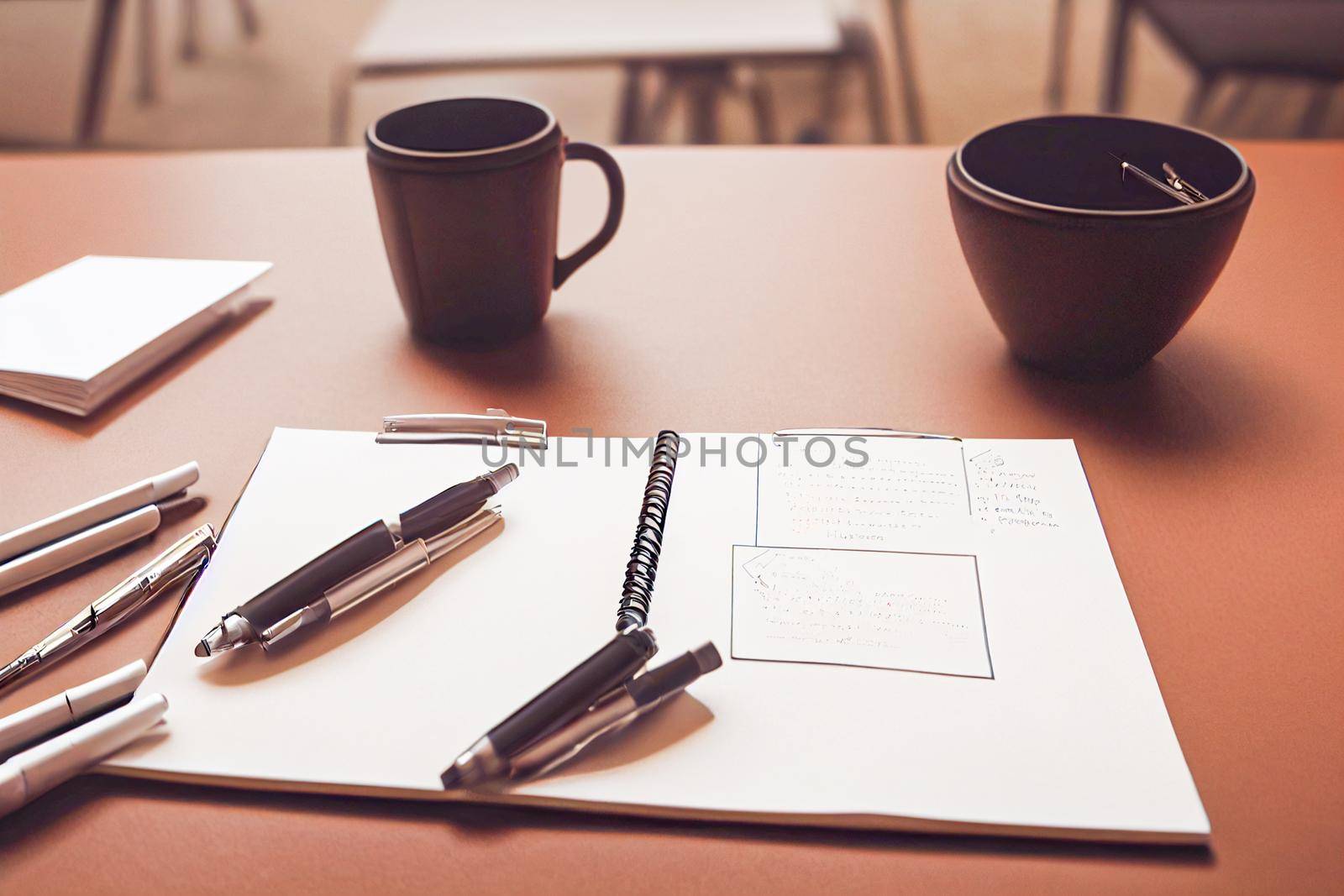 Agenda for the meeting at Calendar book with a blank list, planning conceptually. 3D illustration